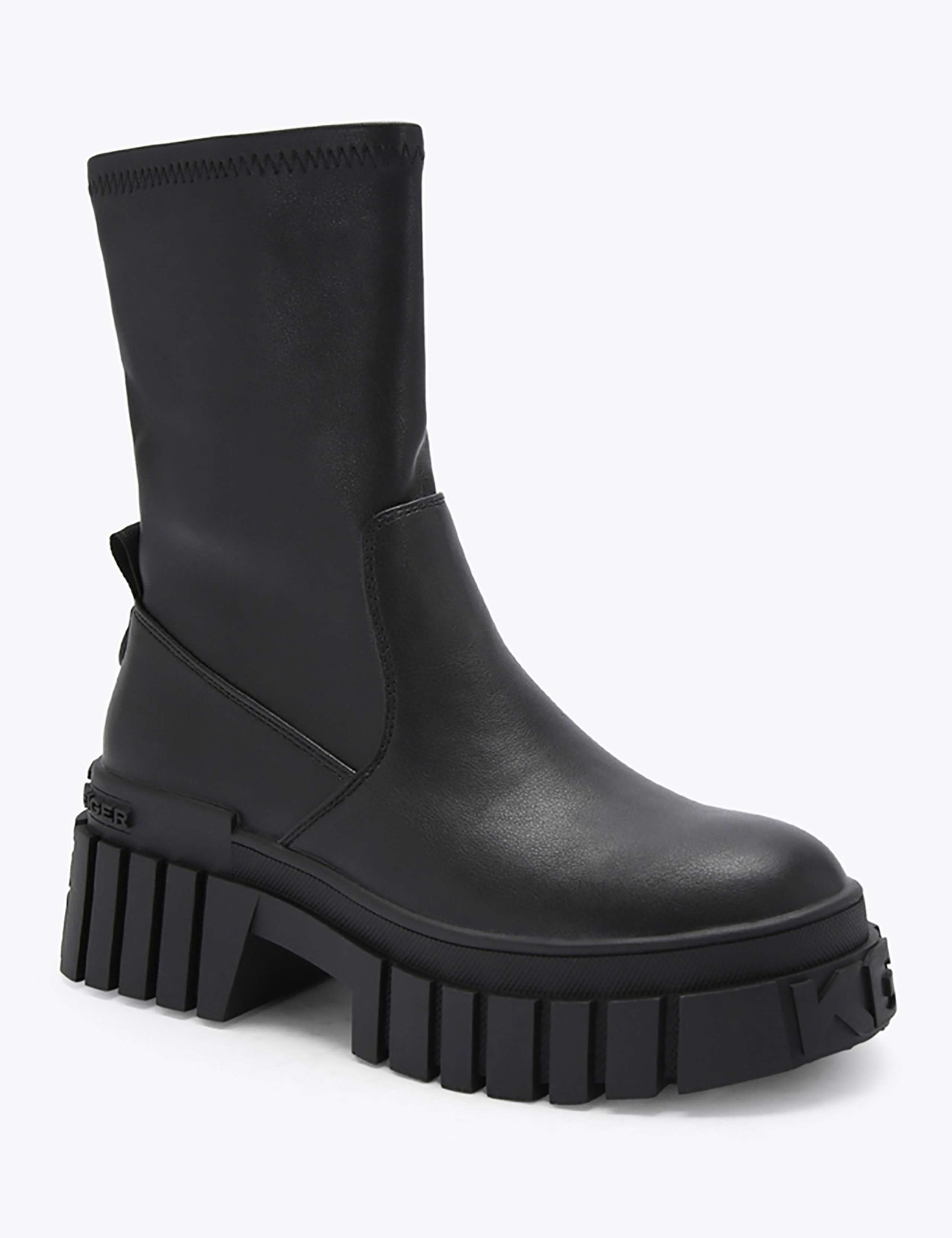 Block Heel Round Toe Sock Boots 4 of 5