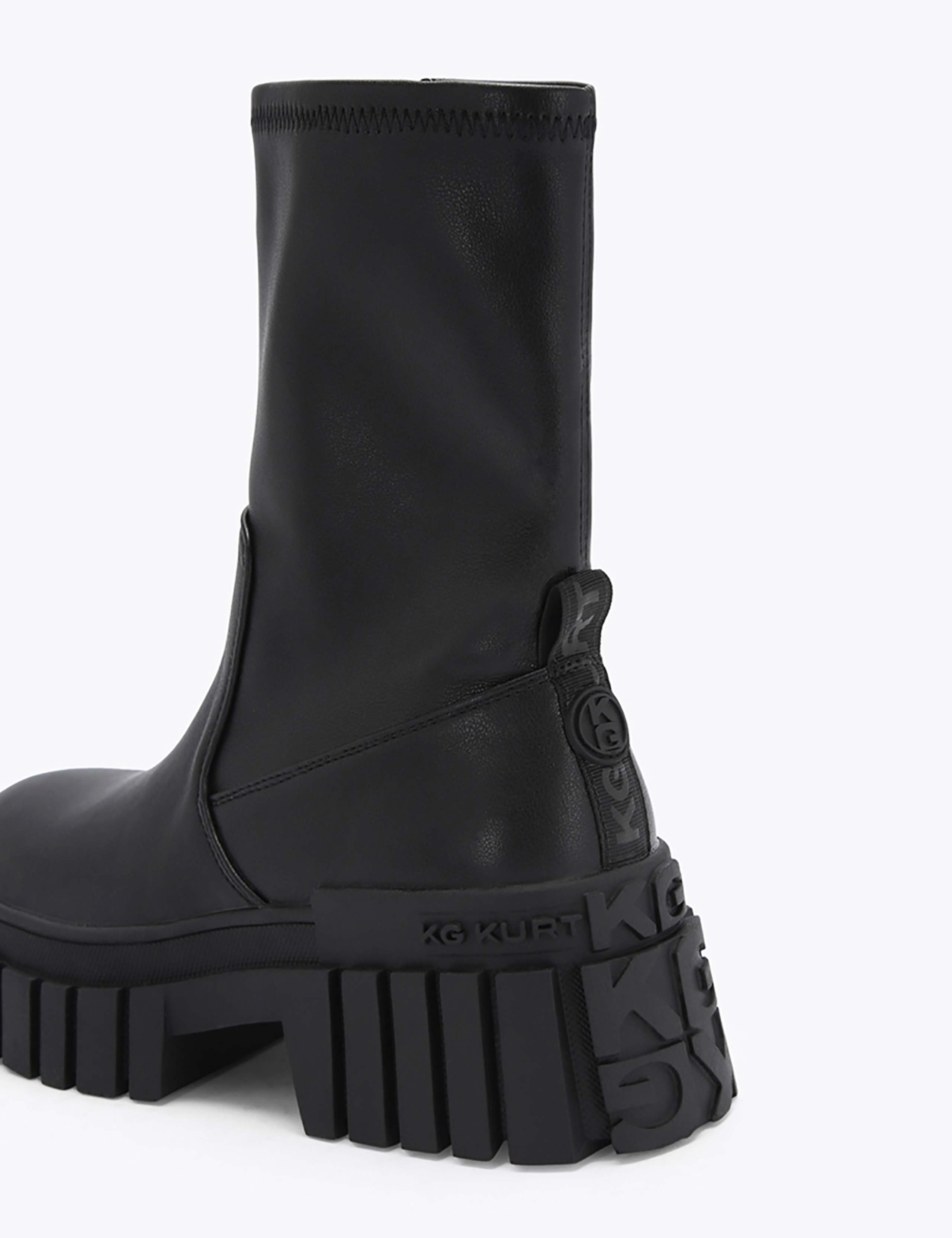 Block Heel Round Toe Sock Boots 5 of 5