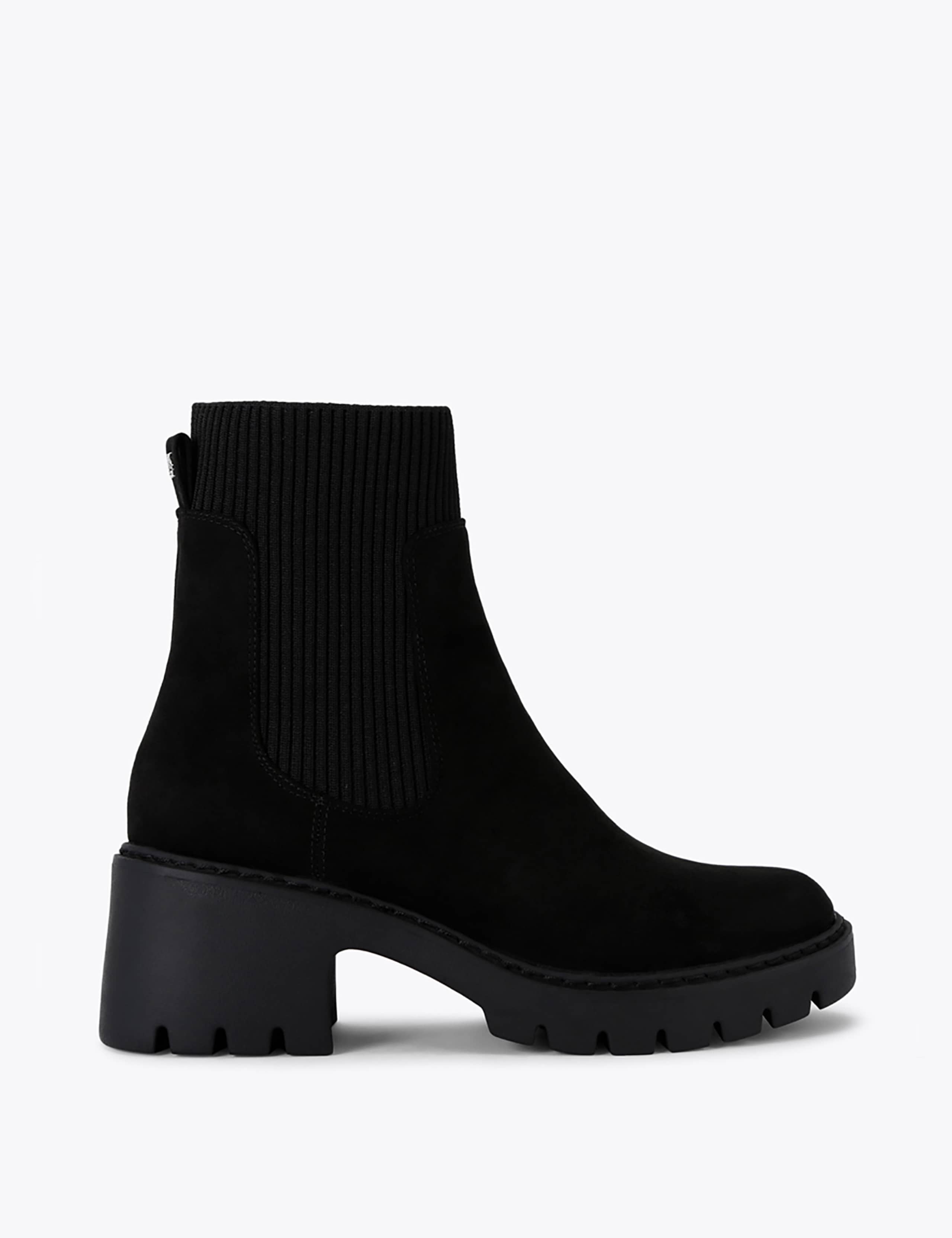 Faux Suede Block Heel Round Toe Ankle Boots 2 of 5