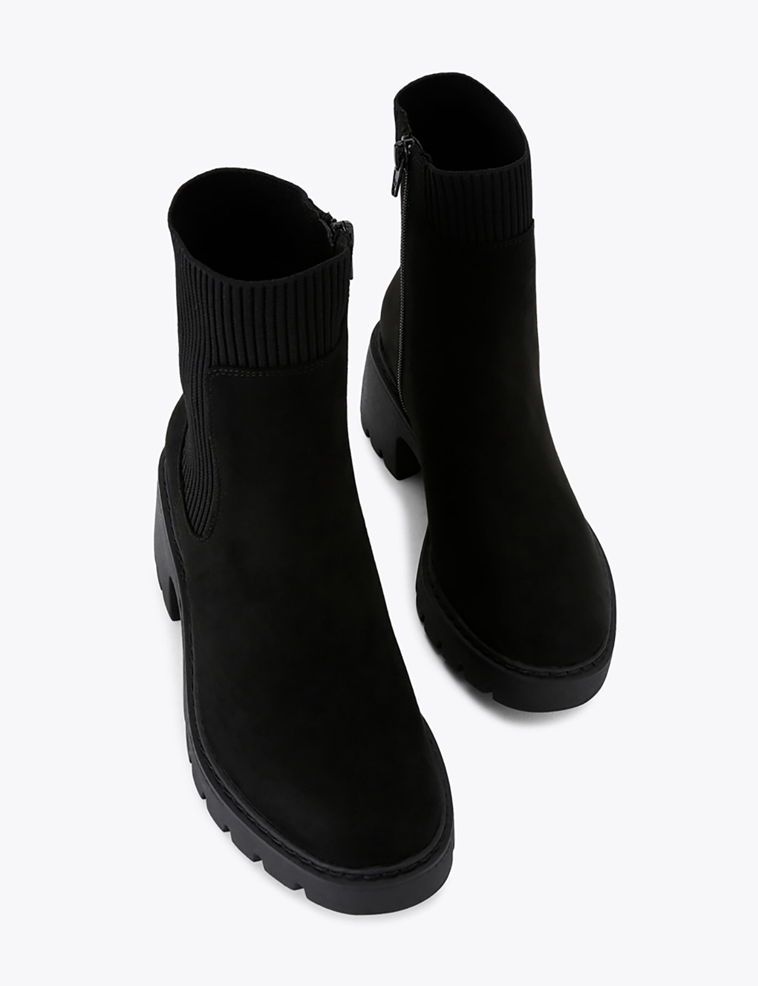 Faux Suede Block Heel Round Toe Ankle Boots 3 of 5