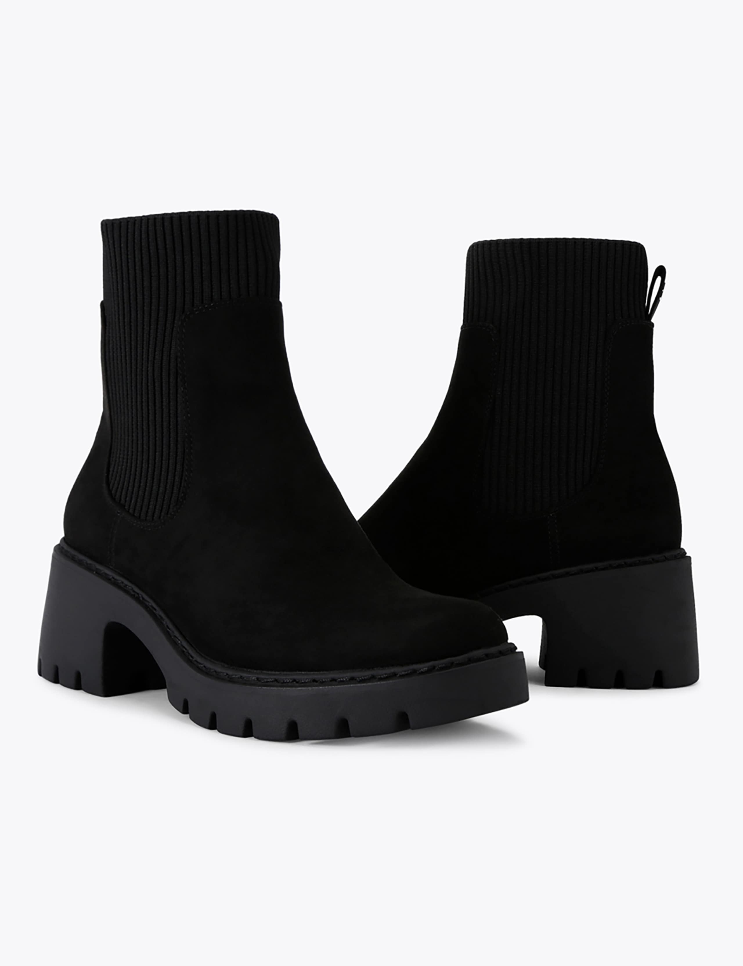 Faux Suede Block Heel Round Toe Ankle Boots 4 of 5