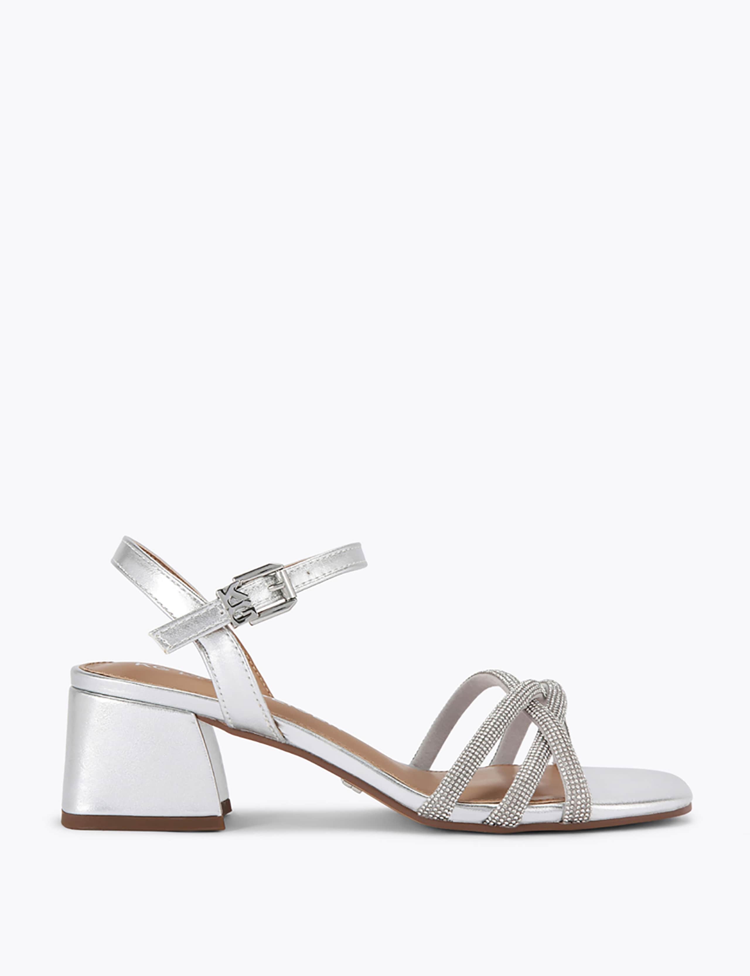 Metallic Sparkle Block Heel Sandals 2 of 5