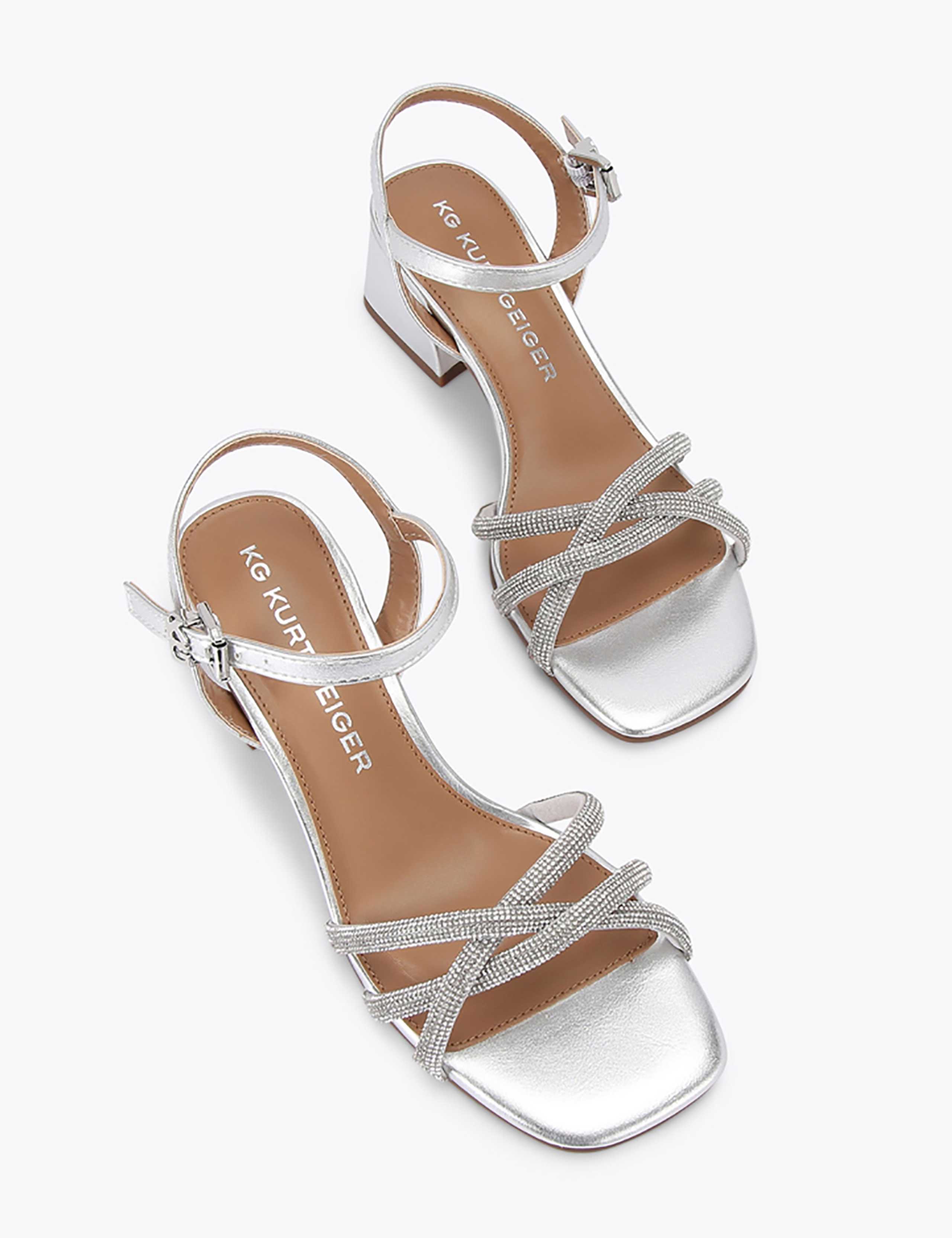 Metallic Sparkle Block Heel Sandals 3 of 5