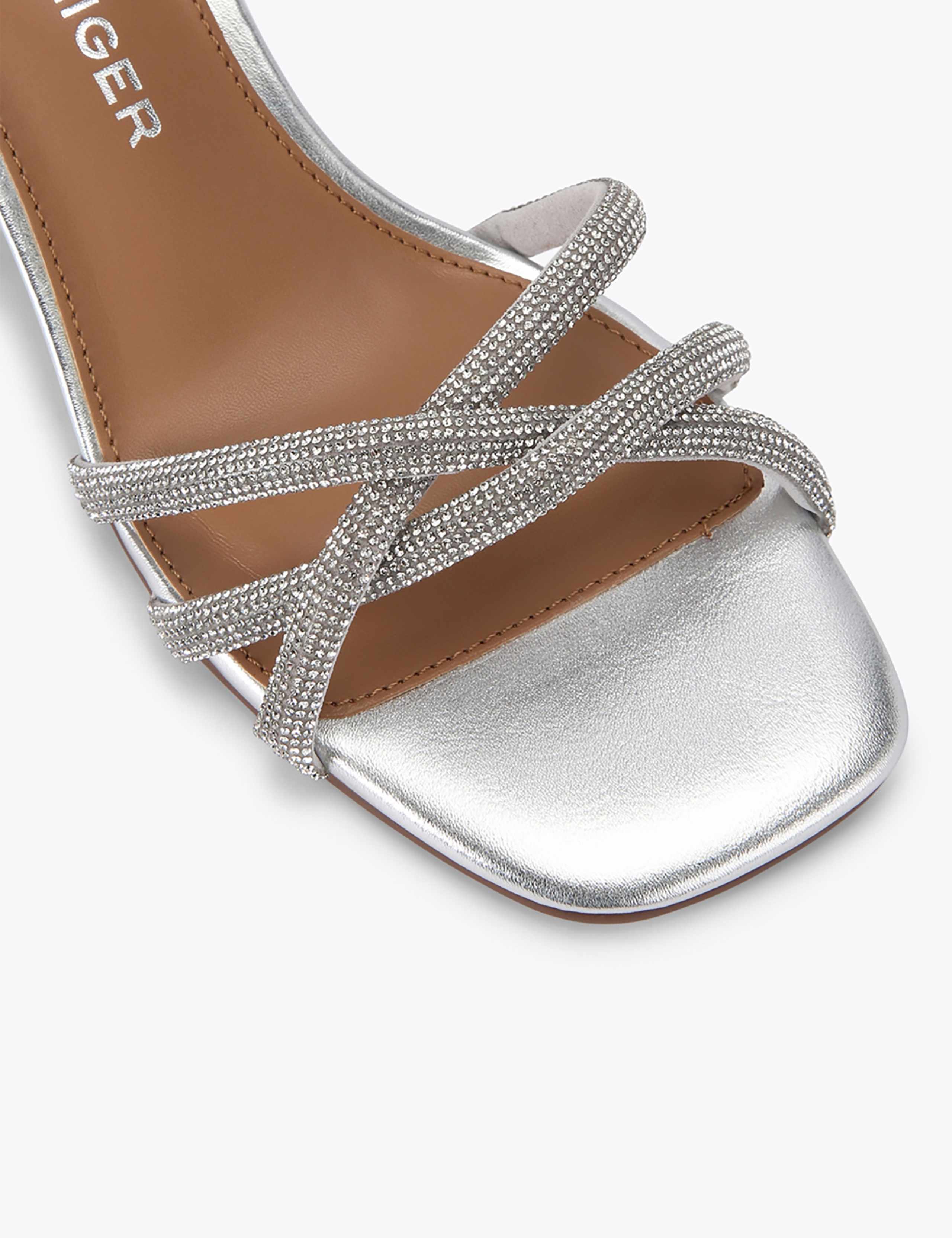 Metallic Sparkle Block Heel Sandals 4 of 5