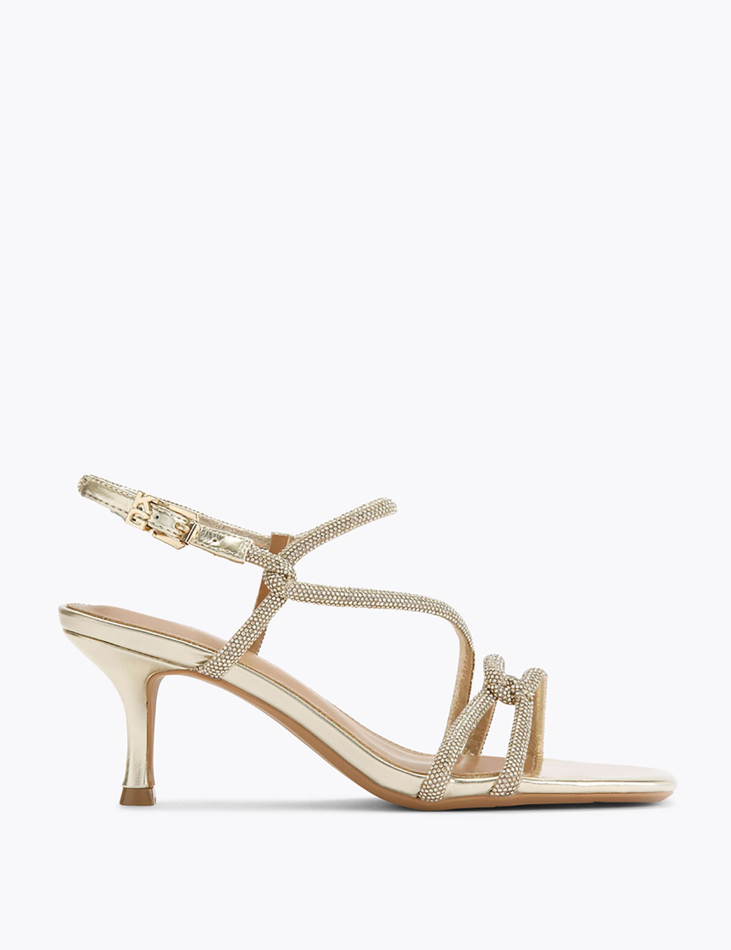 Sparkle Metallic Strappy Kitten Heel Sandals 2 of 5