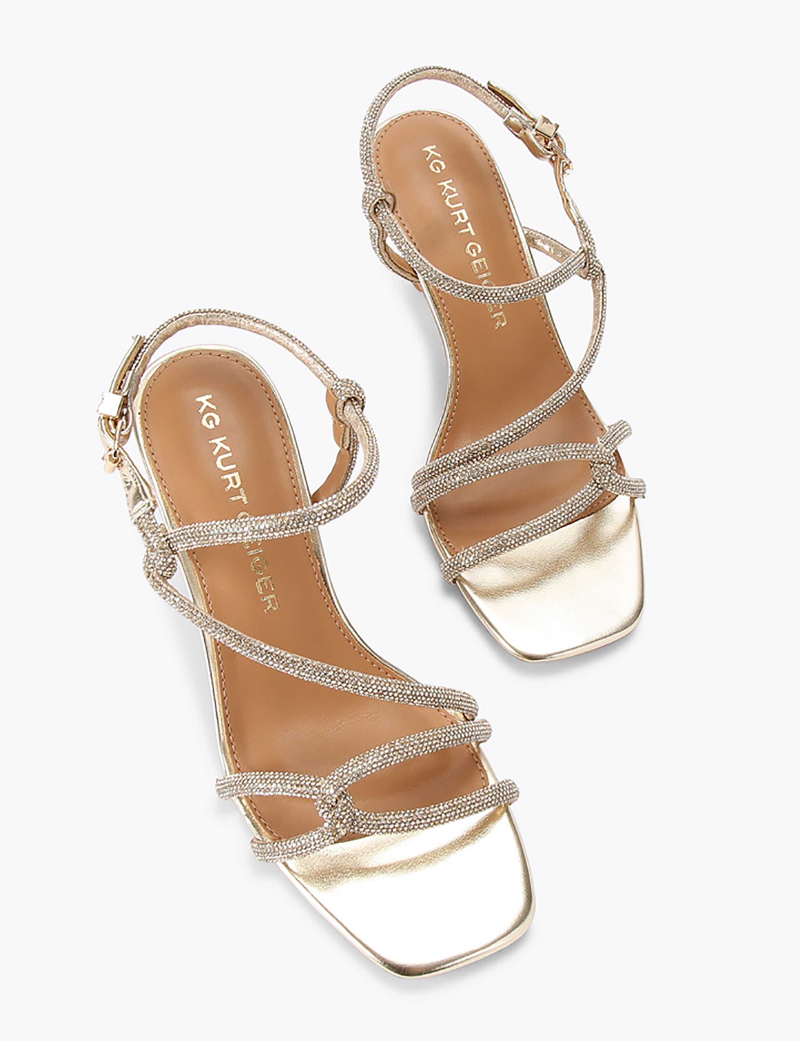 Sparkle Metallic Strappy Kitten Heel Sandals 3 of 5