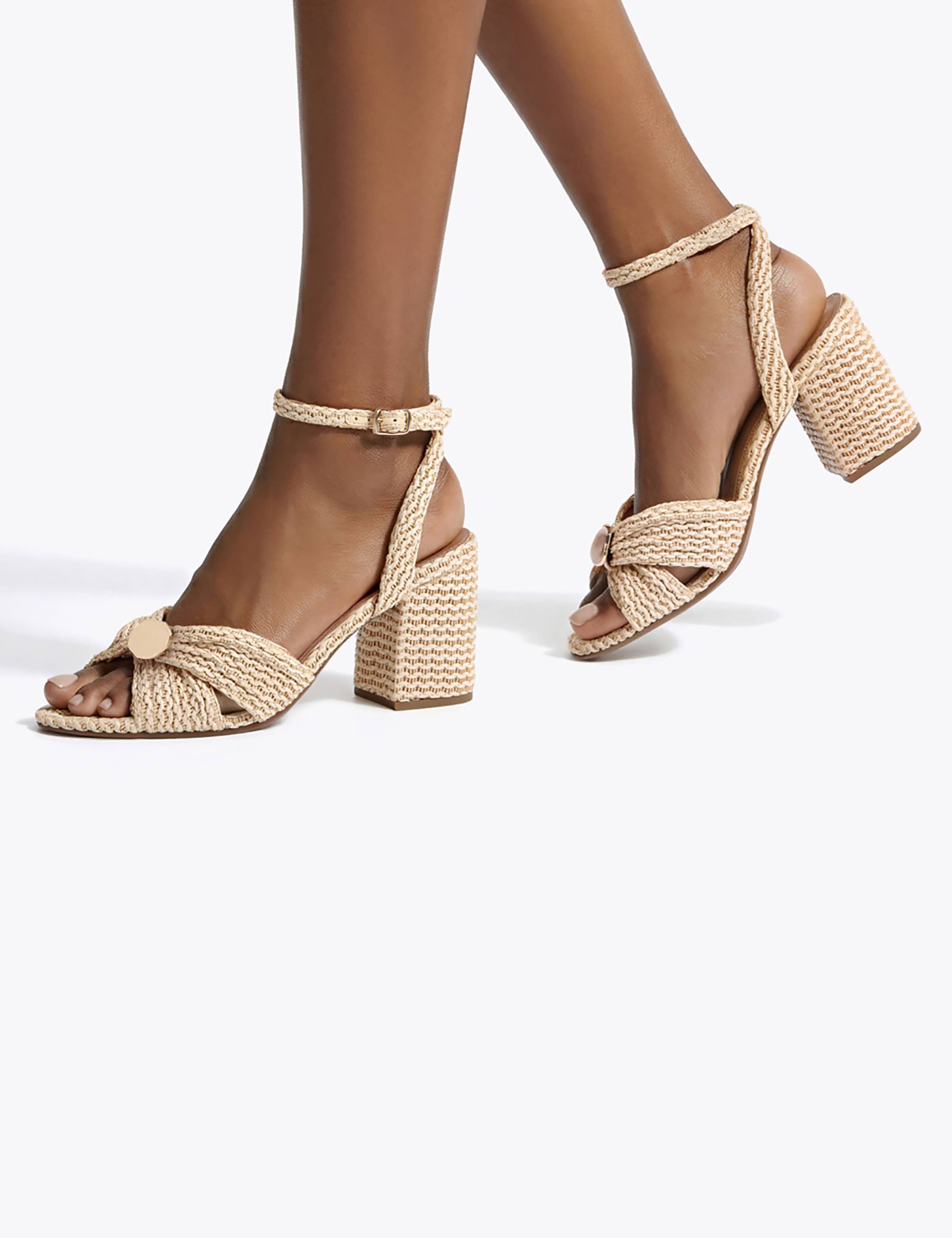 Woven Ankle Strap Block Heel Sandals 1 of 5