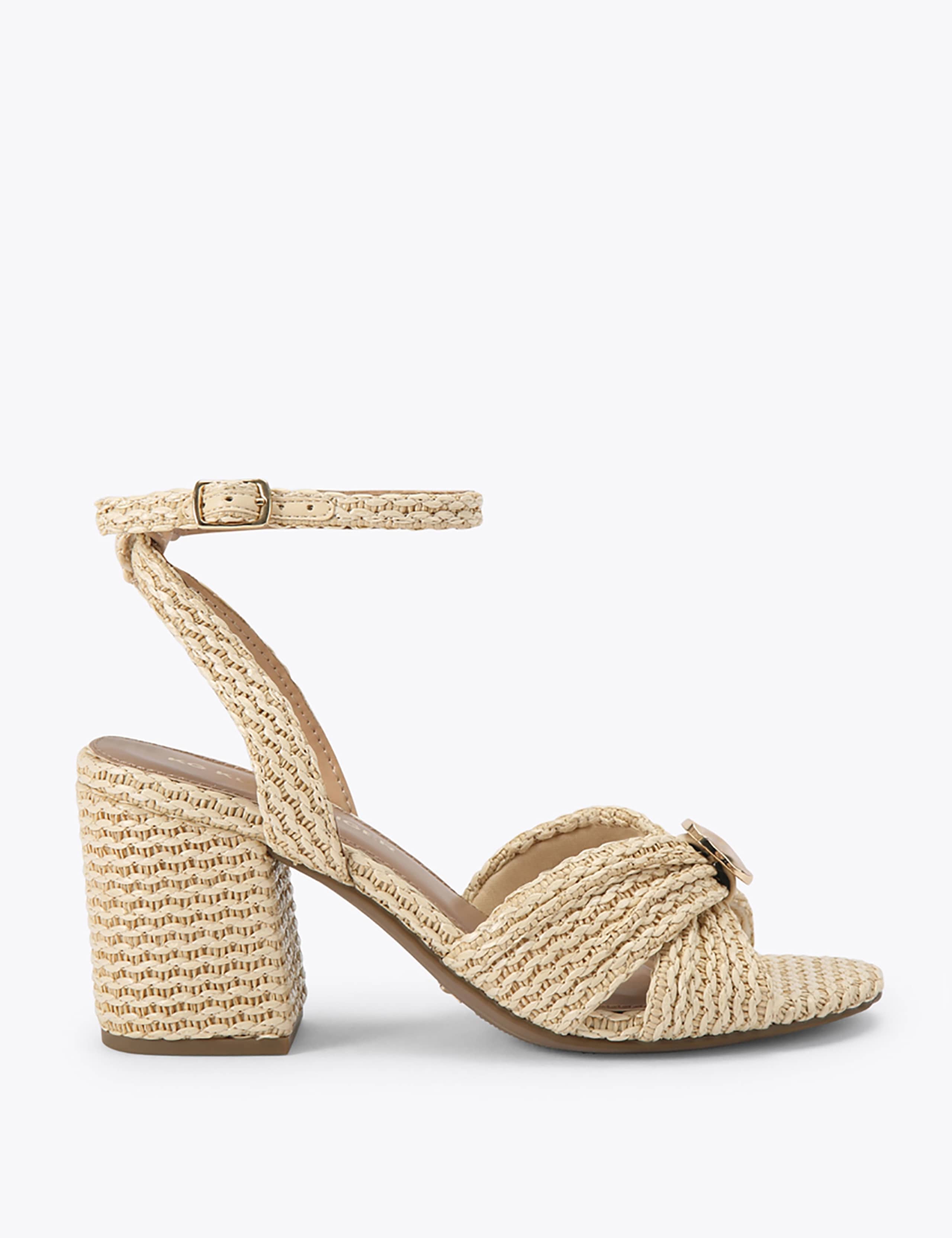 Woven Ankle Strap Block Heel Sandals 2 of 5