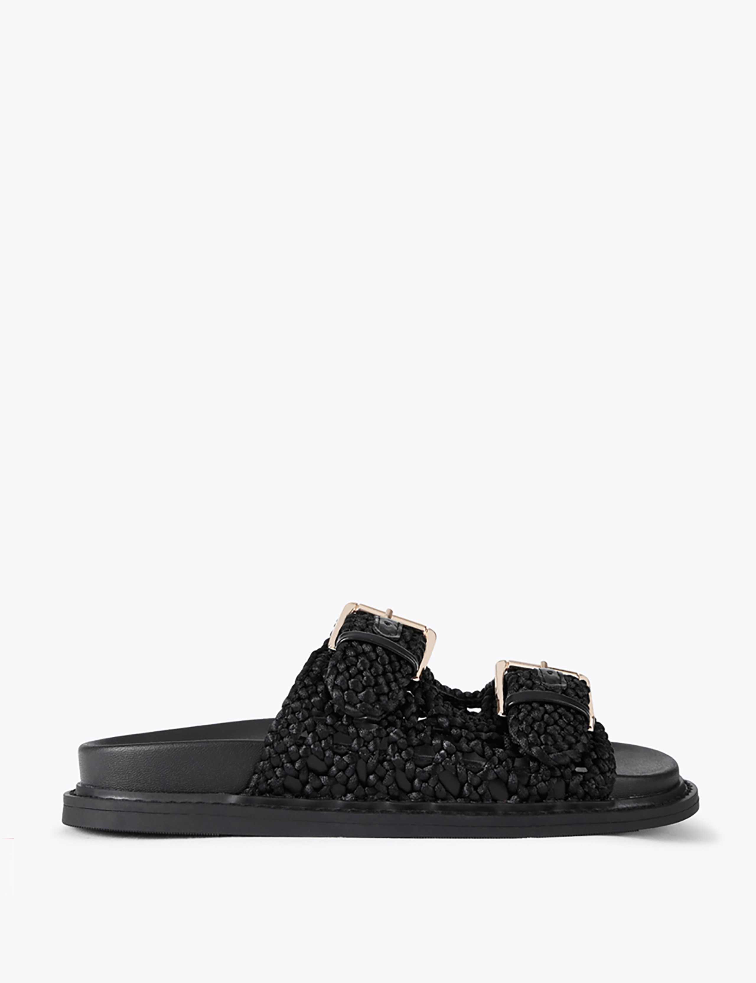 Woven Buckle Flat Footbed Sliders 2 of 5