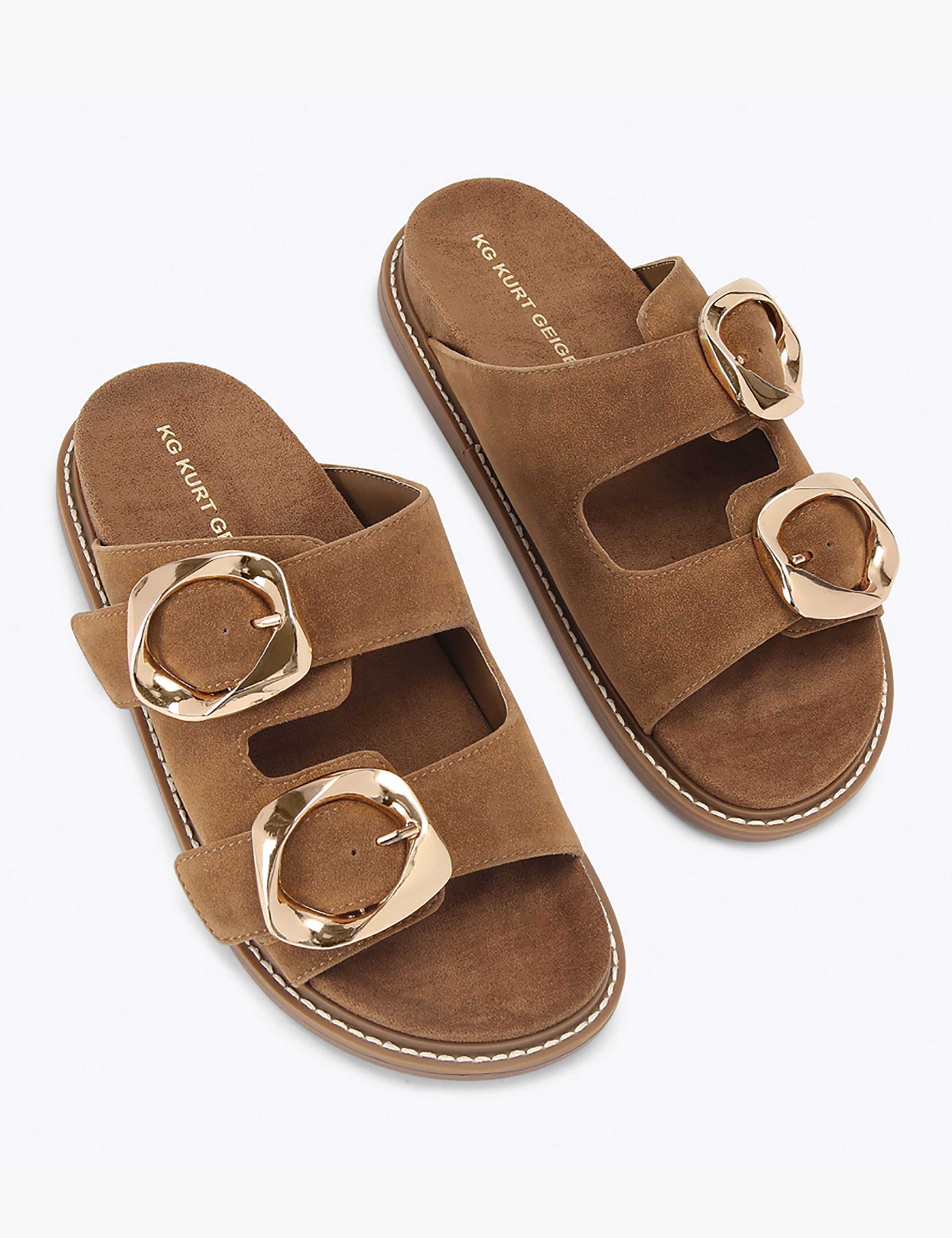 Statement Buckle Flat Footbed Sliders 3 of 5