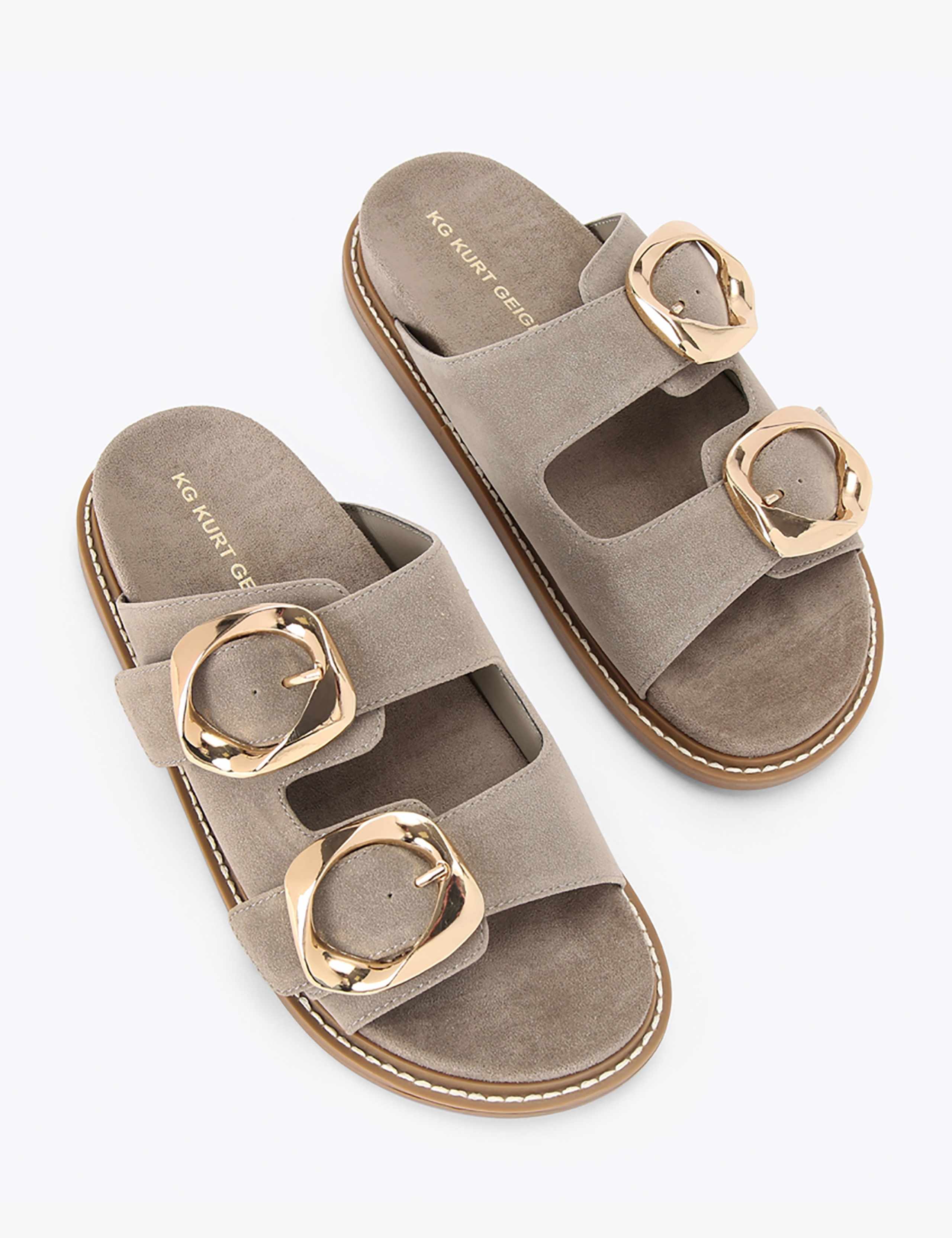 Statement Buckle Flat Footbed Sliders 2 of 4