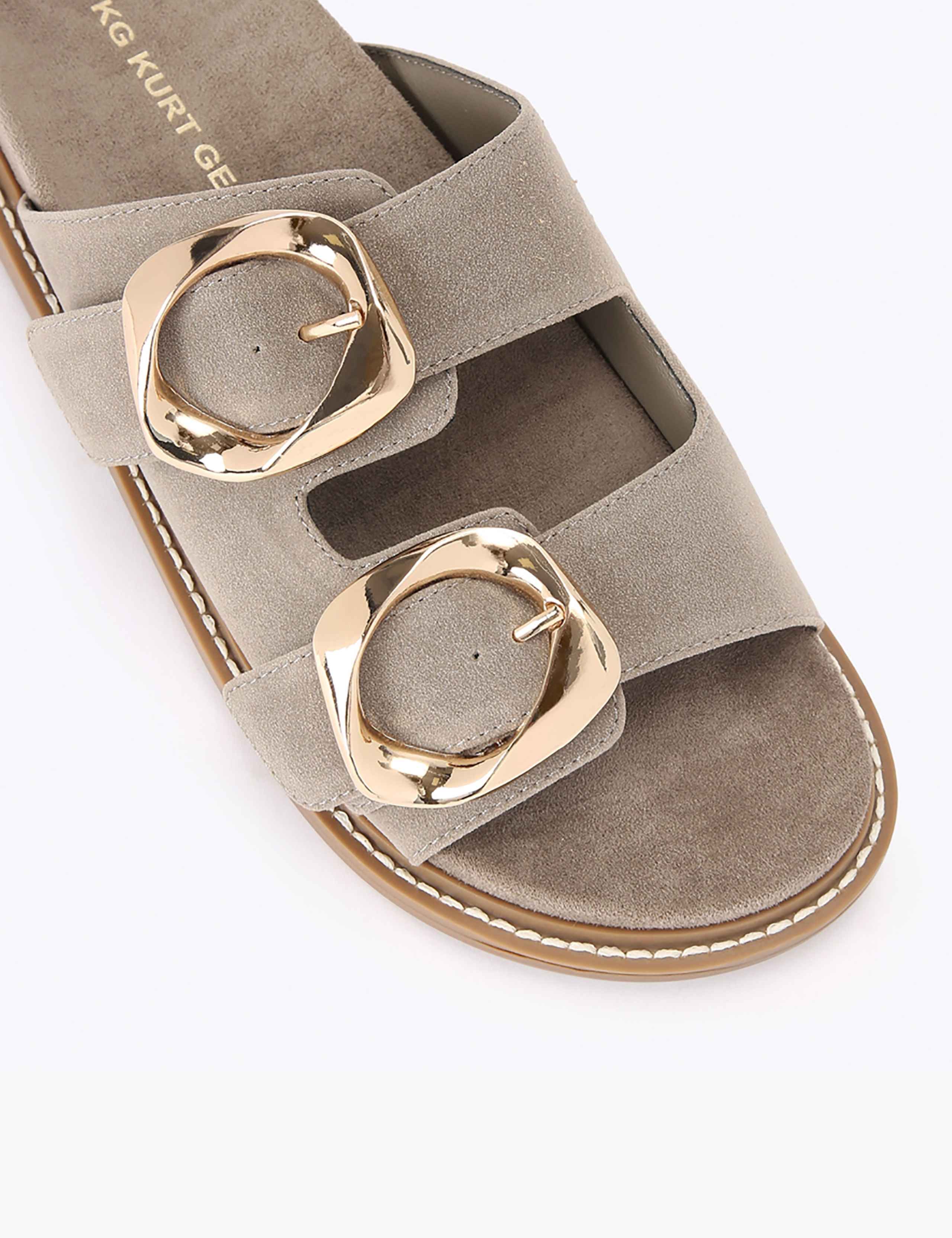 Statement Buckle Flat Footbed Sliders 3 of 4