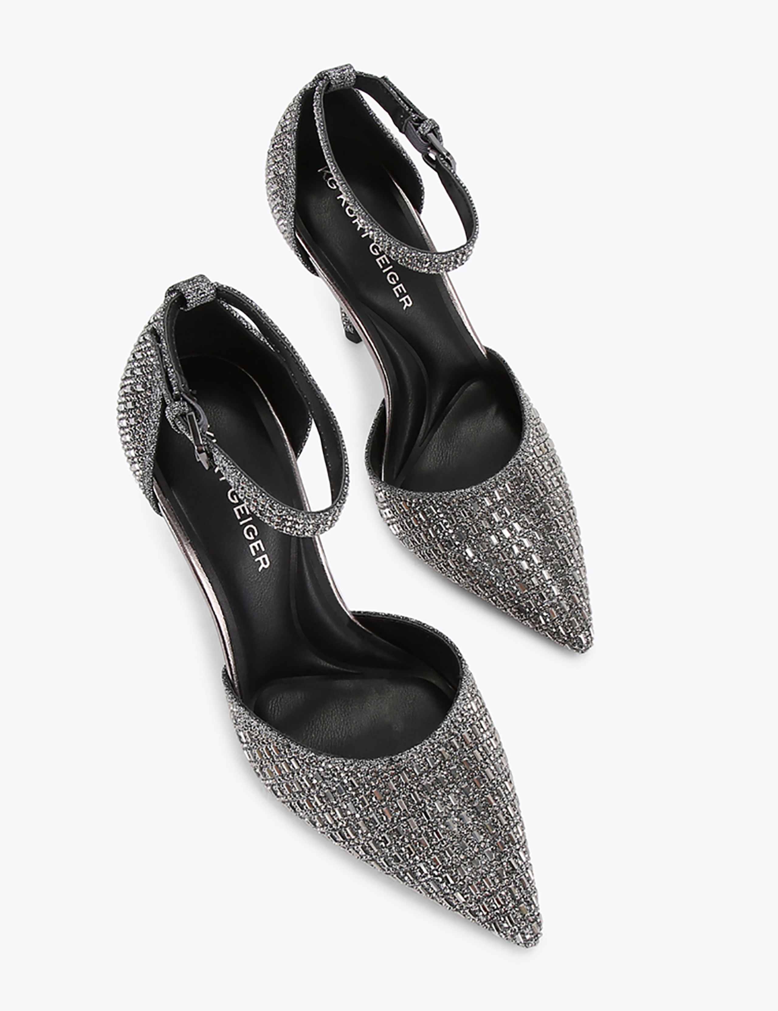 Sparkle Ankle Strap Stiletto Heel Court Shoes 3 of 5