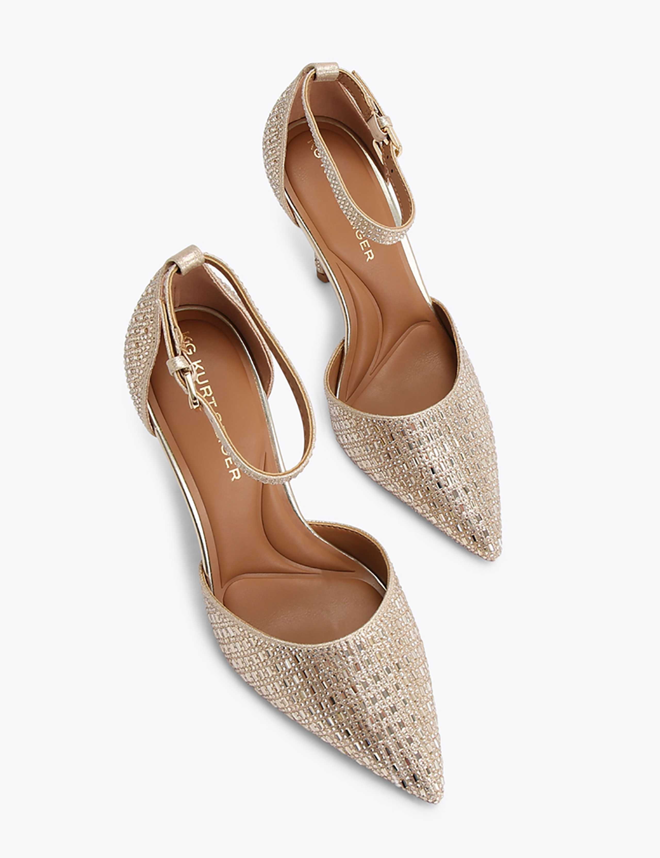Sparkle Ankle Strap Stiletto Heel Court Shoes 3 of 5