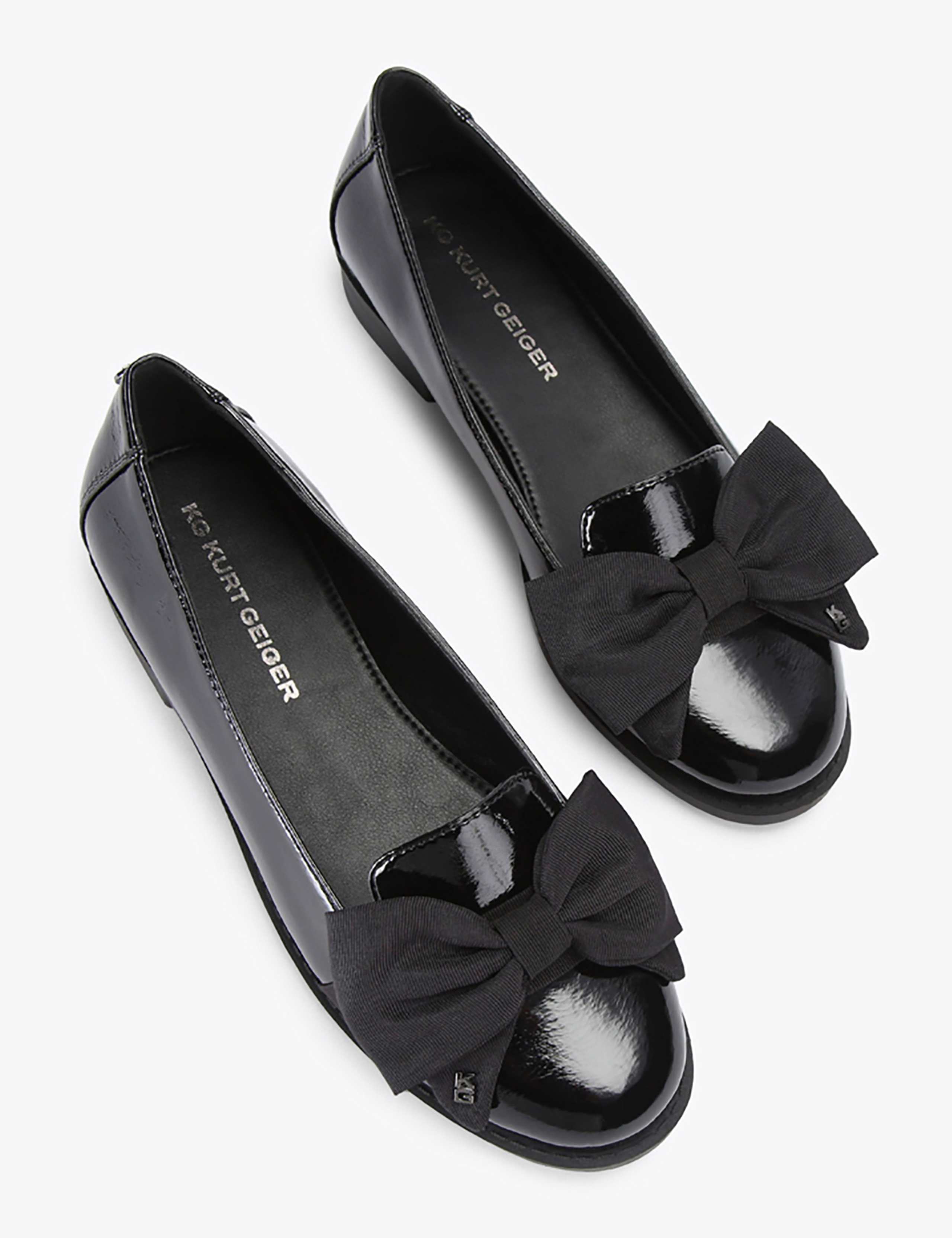 Leather Bow Flat Ballet Pumps 3 of 4