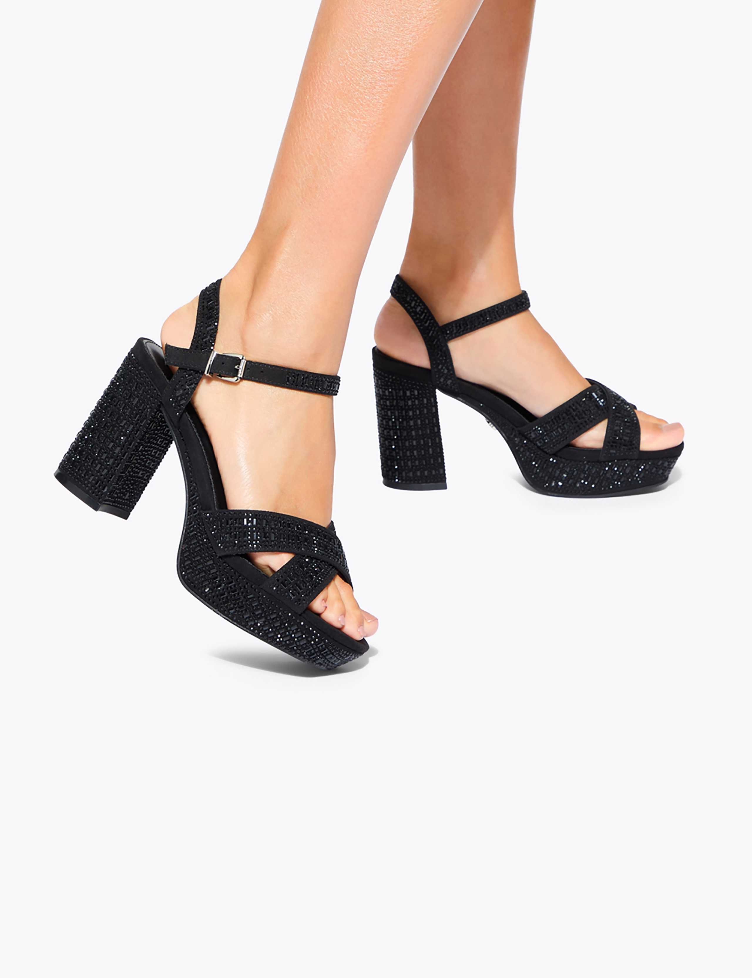 Sparkle Beaded Platform Block Heel Sandals 1 of 5