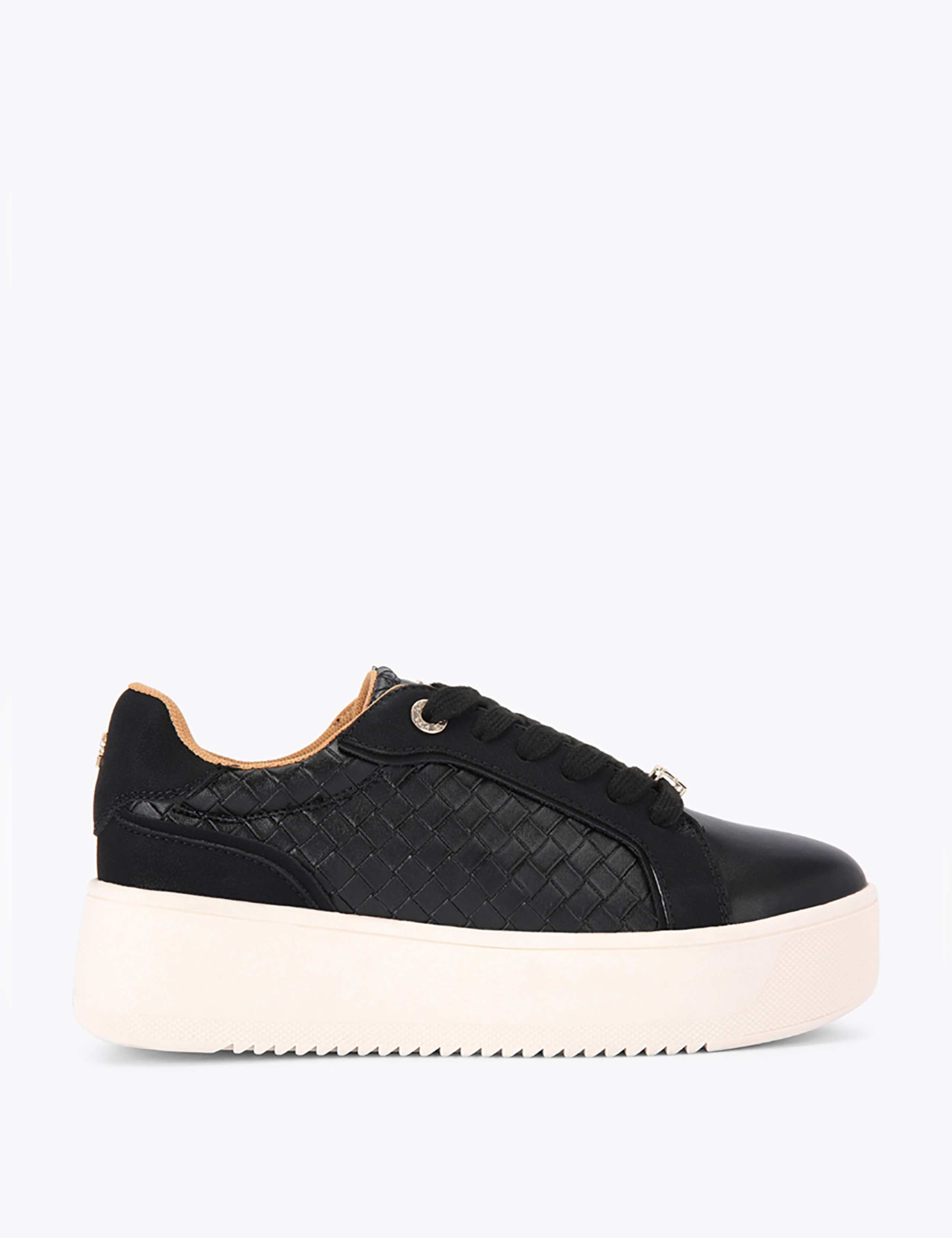 Lace Up Weave Detail Flatform Trainers 2 of 4