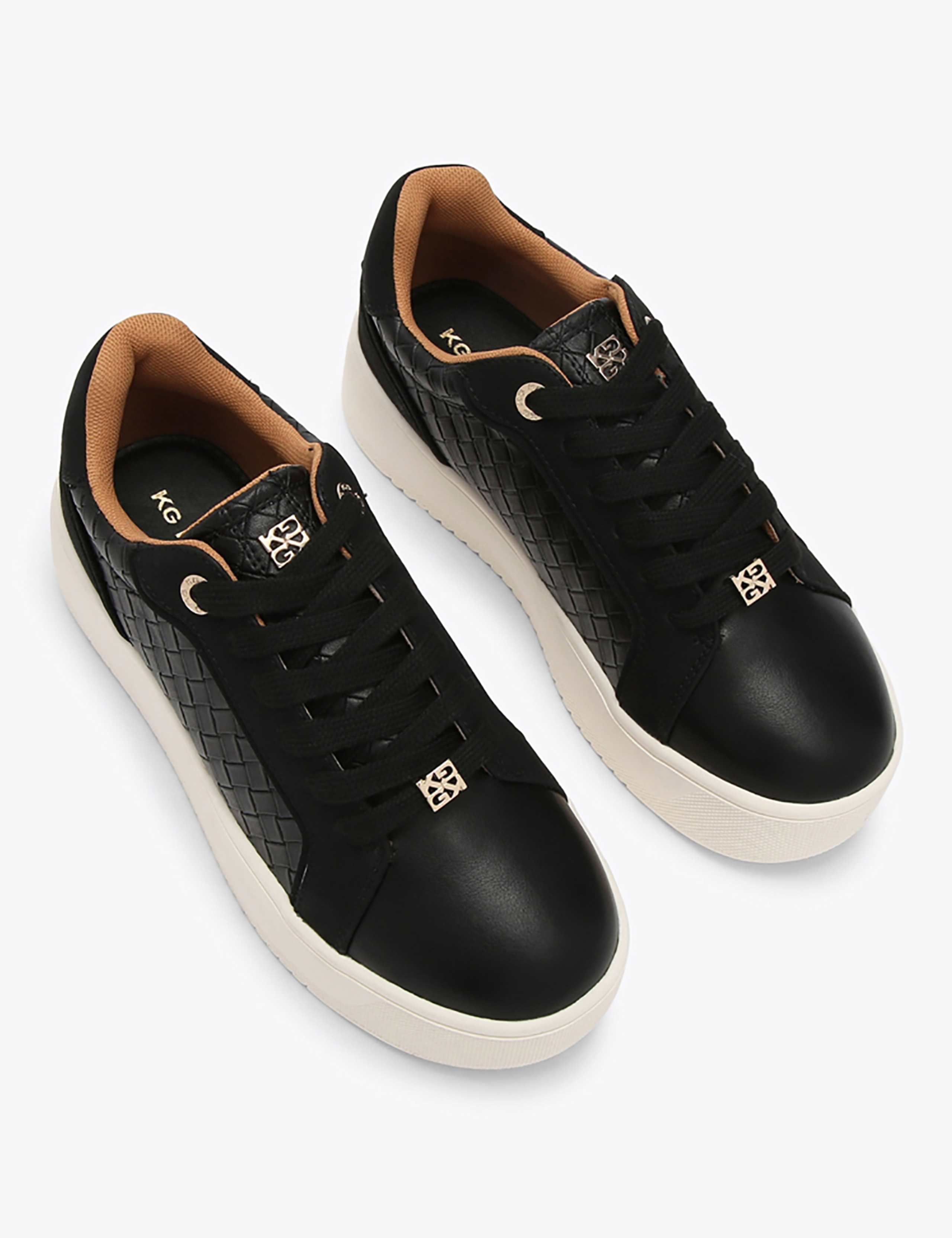 Lace Up Weave Detail Flatform Trainers 3 of 4