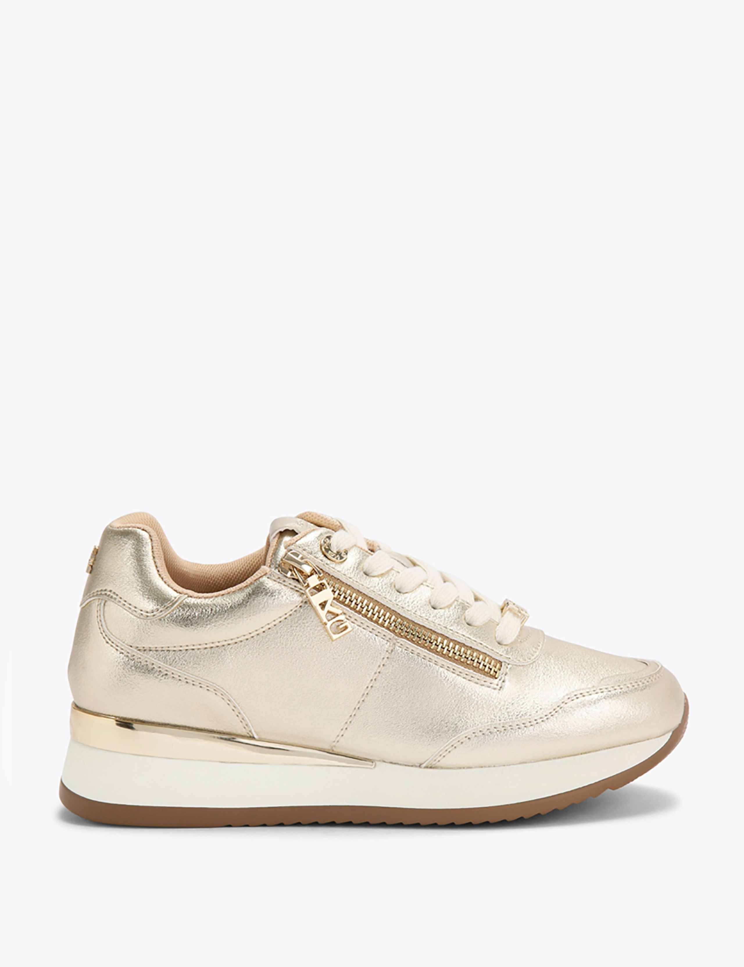 Lace Up Zip Detail Wedge Trainers 2 of 5
