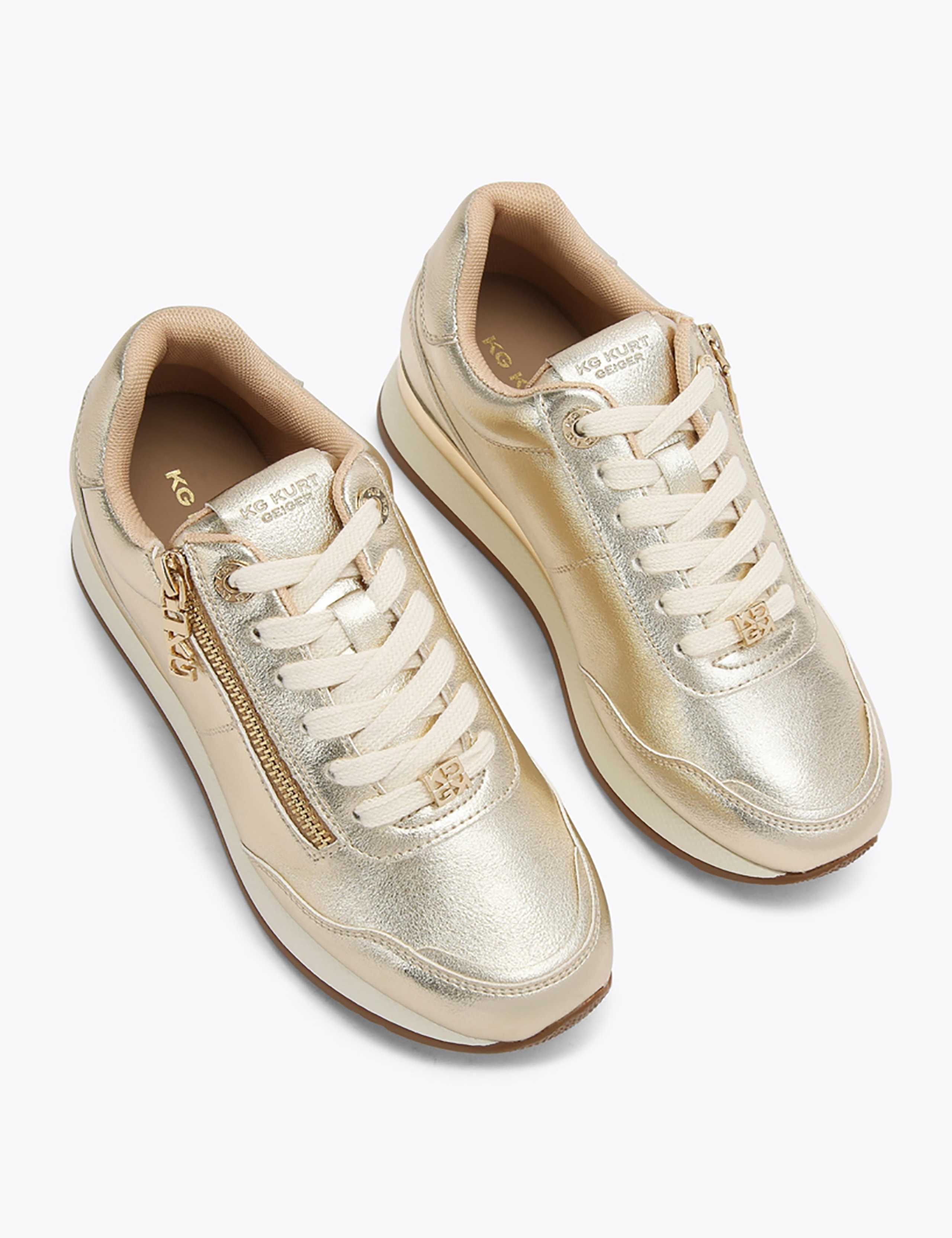 Lace Up Zip Detail Wedge Trainers 3 of 5