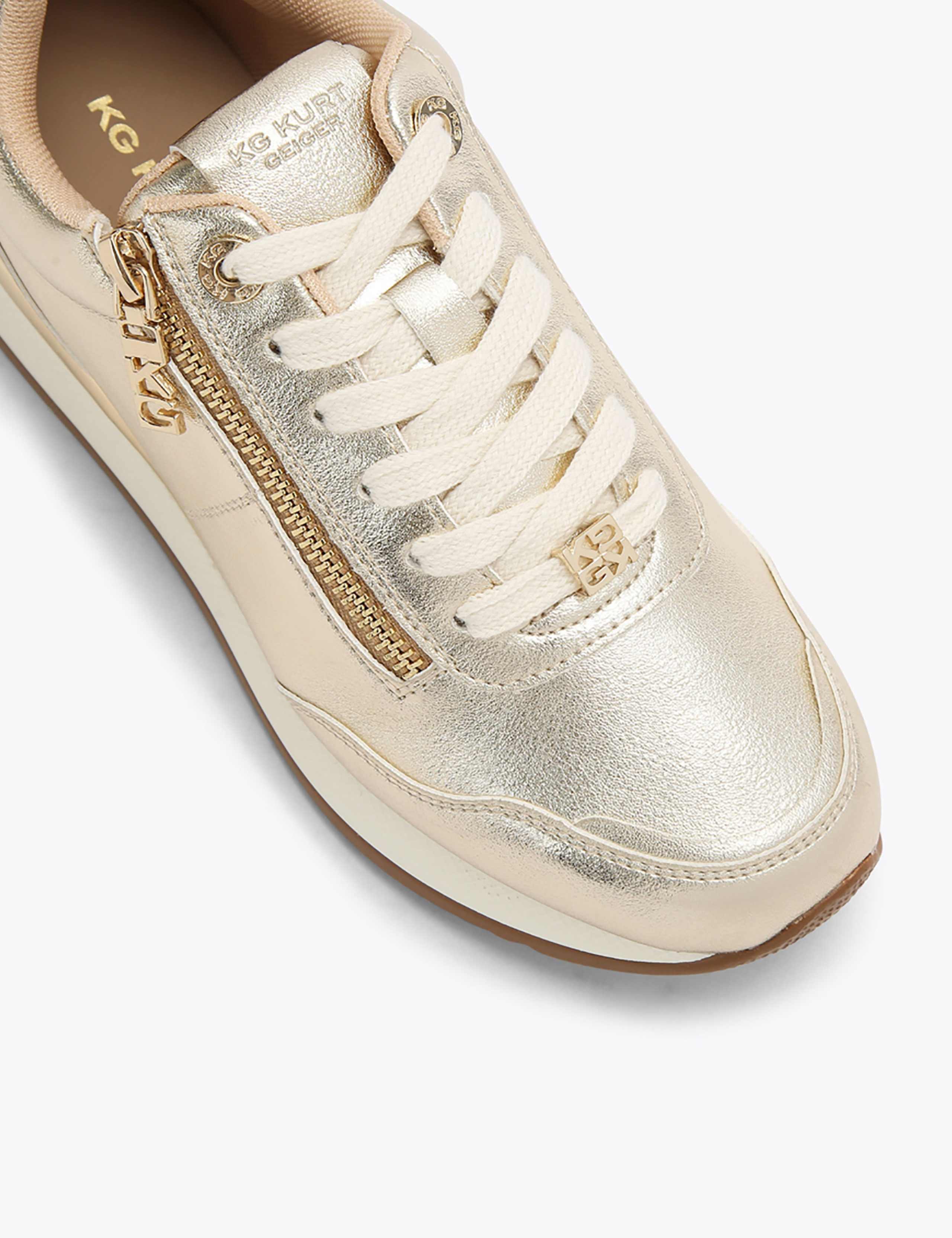 Lace Up Zip Detail Wedge Trainers 4 of 5