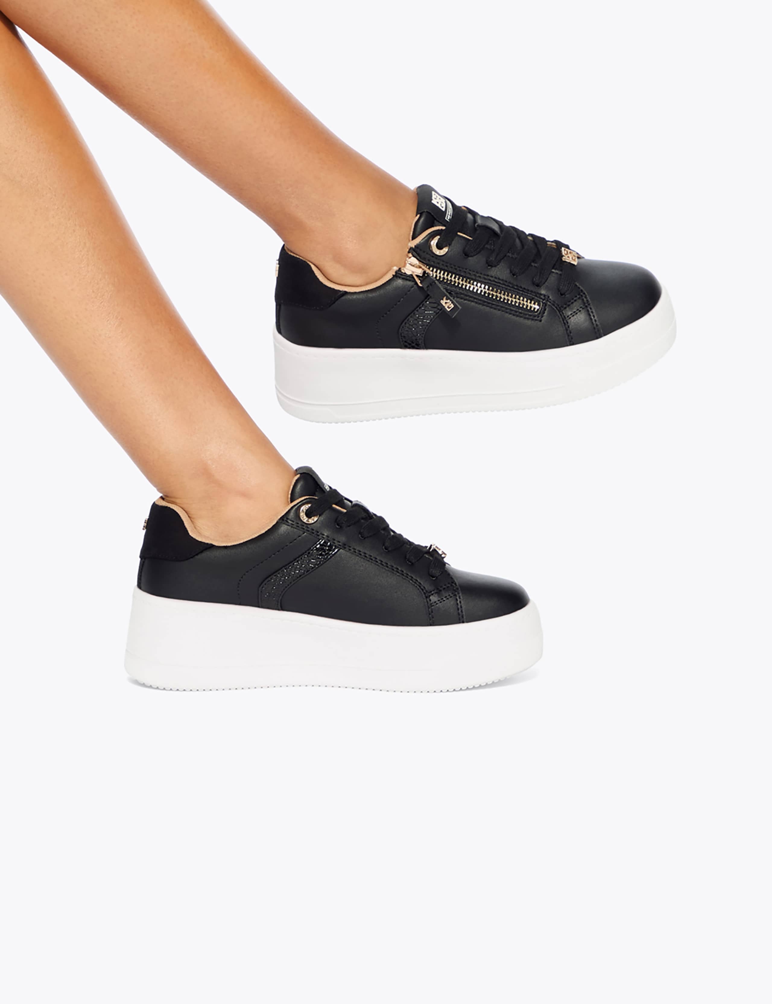 Lace Up Zip Detail Flatform Trainers 1 of 5