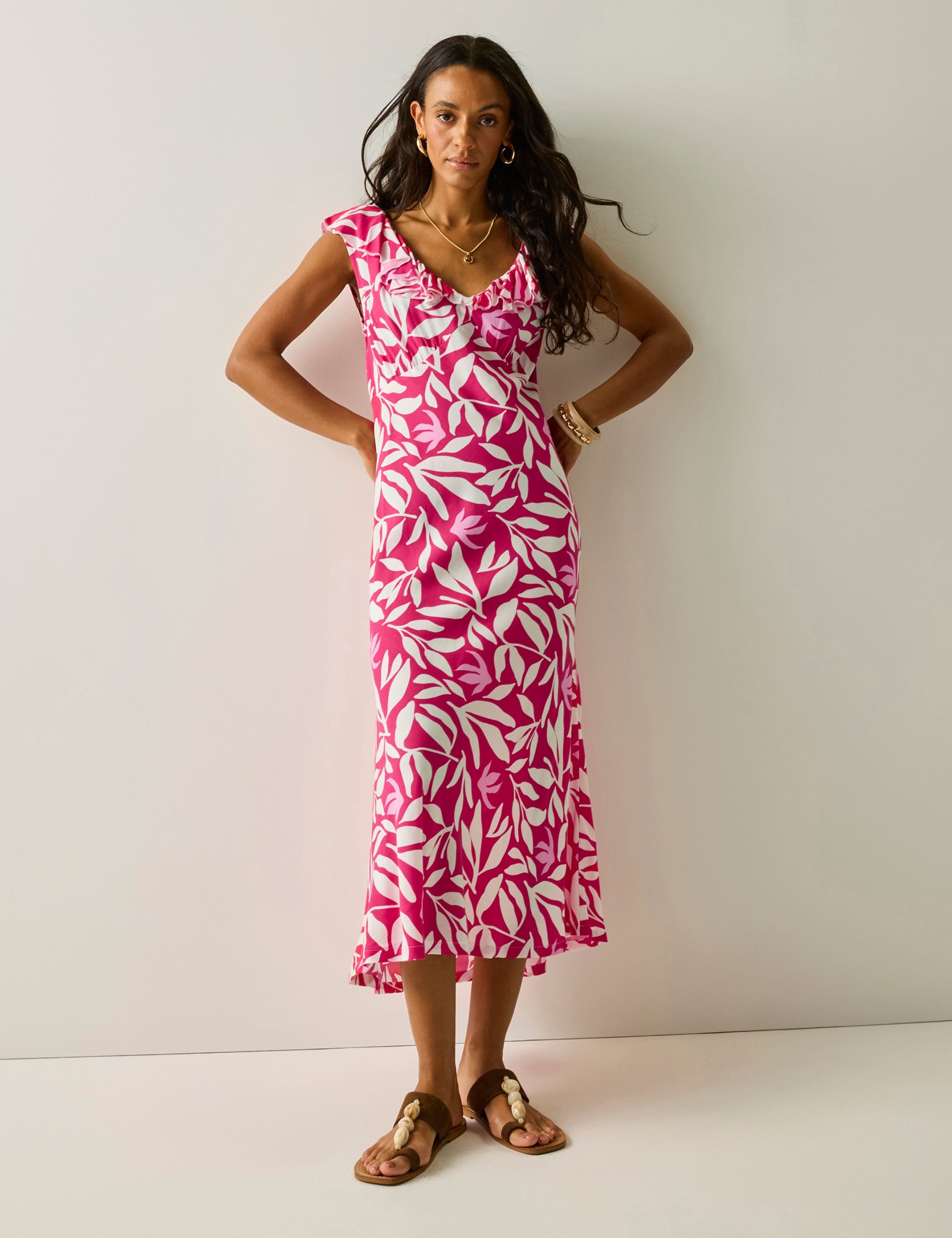 Camberina Floral Ruffle Midi Slip Dress 3 of 7