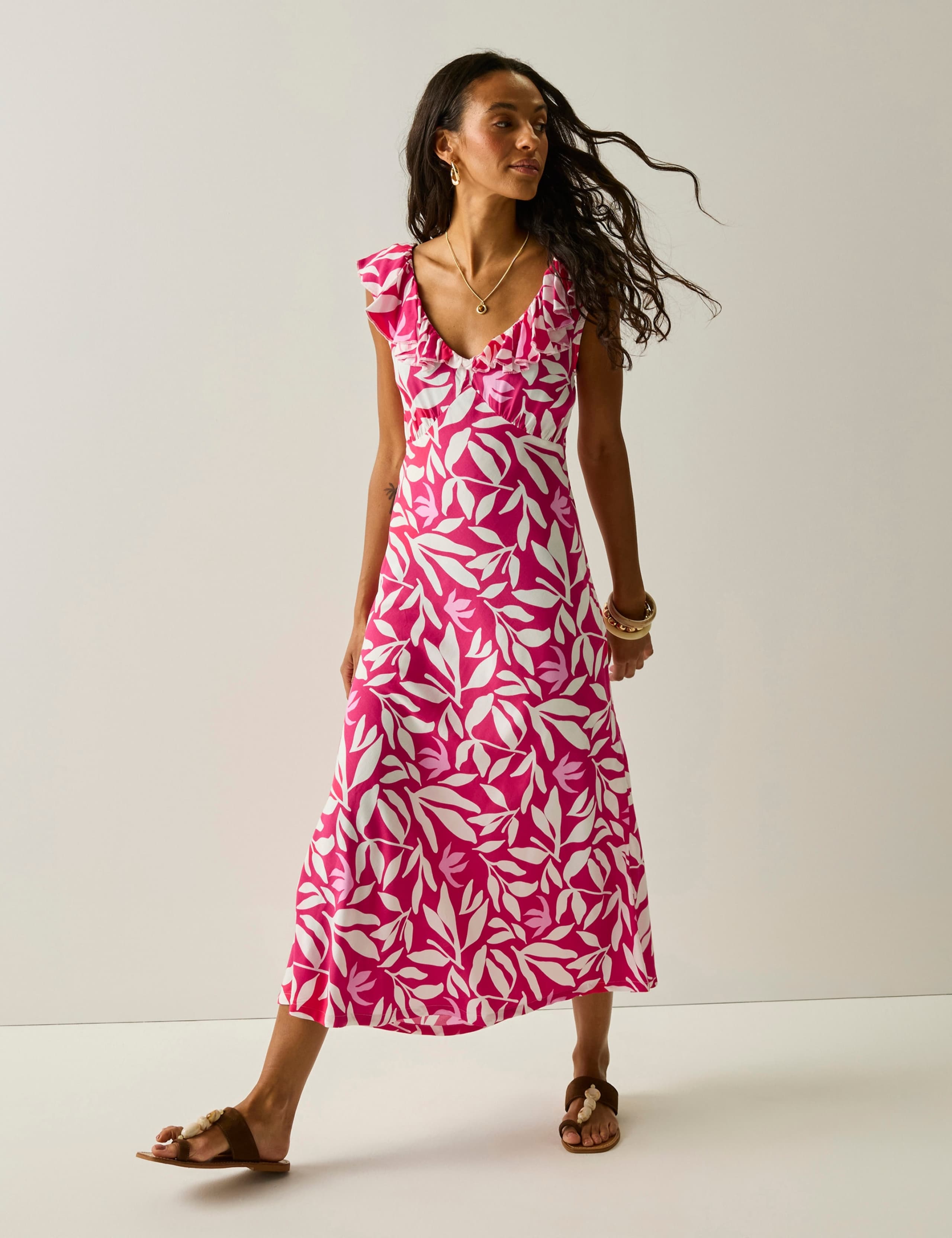 Camberina Floral Ruffle Midi Slip Dress 5 of 7