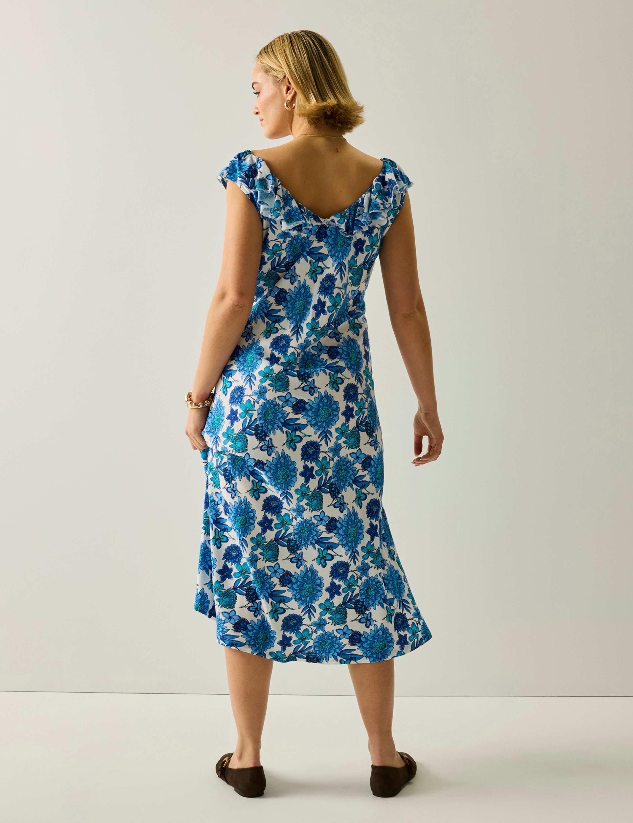 Camberina Floral Ruffle Midi Slip Dress 4 of 8
