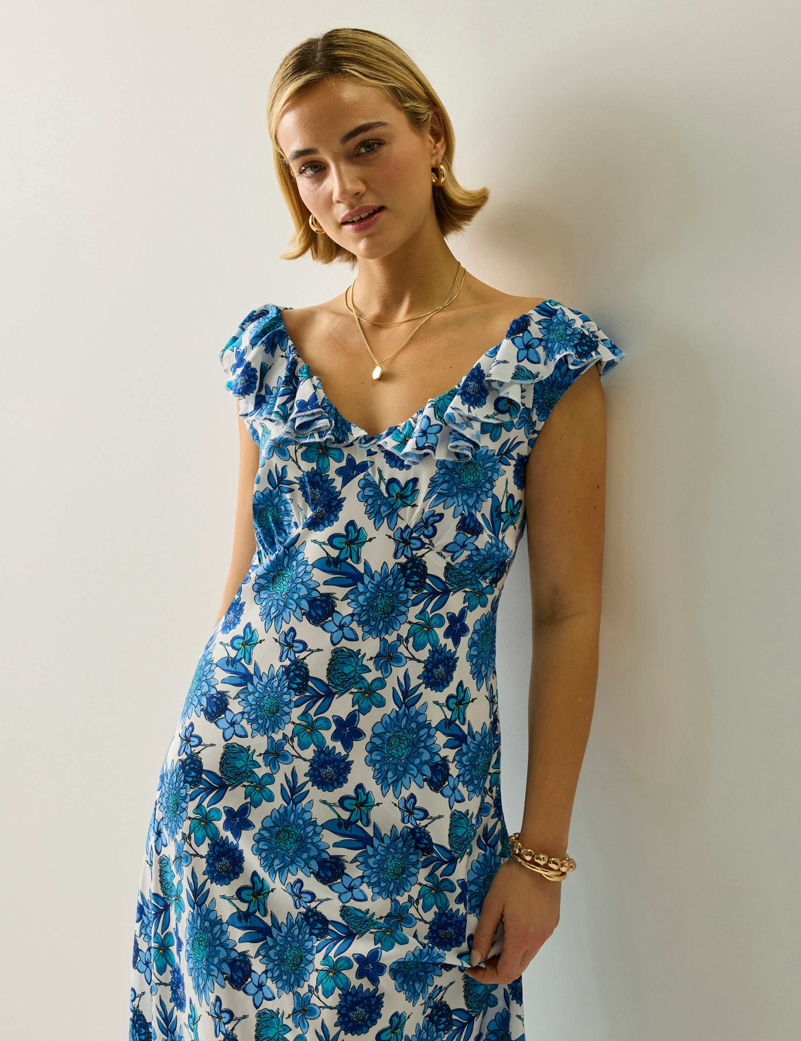 Camberina Floral Ruffle Midi Slip Dress 5 of 8