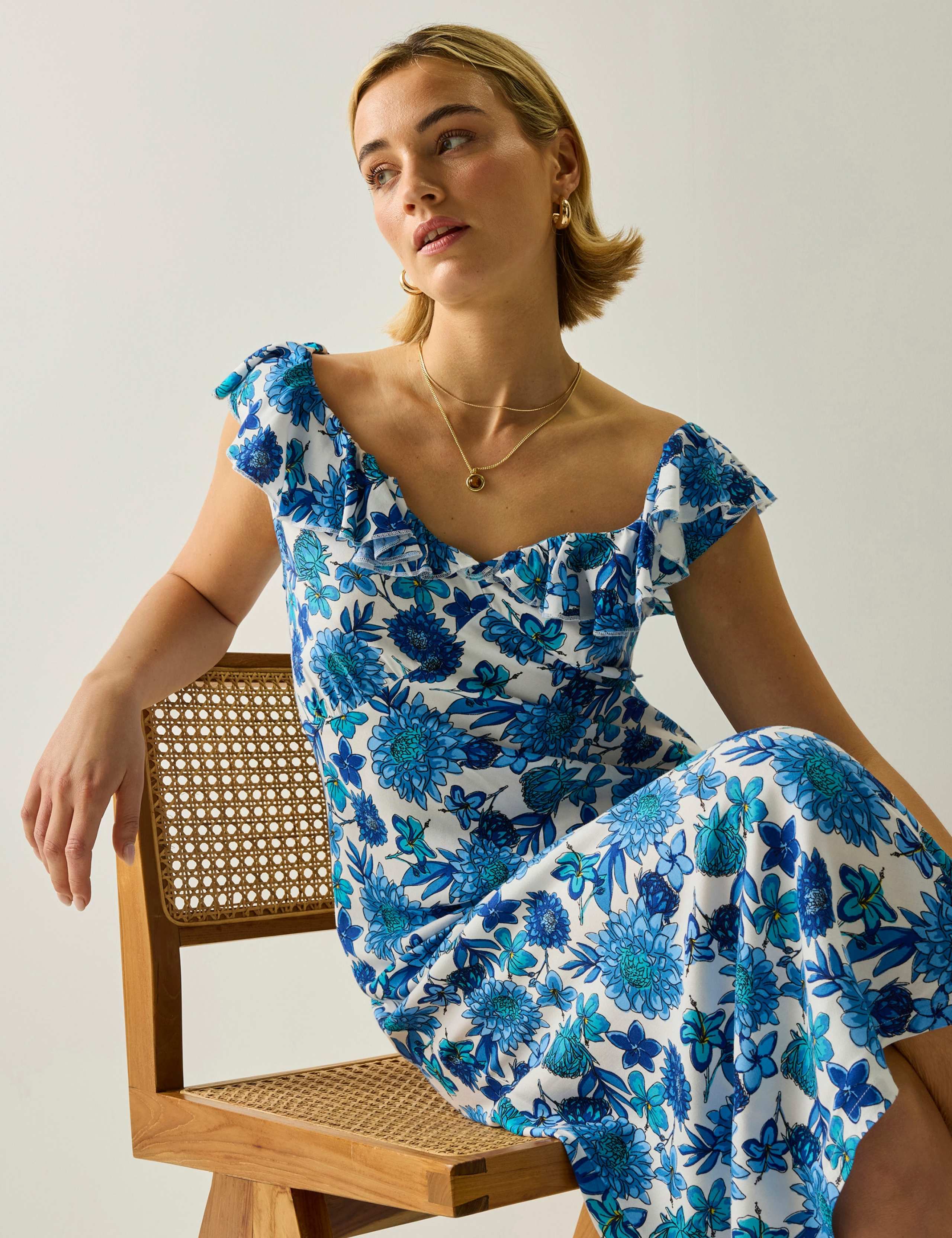 Camberina Floral Ruffle Midi Slip Dress 6 of 8