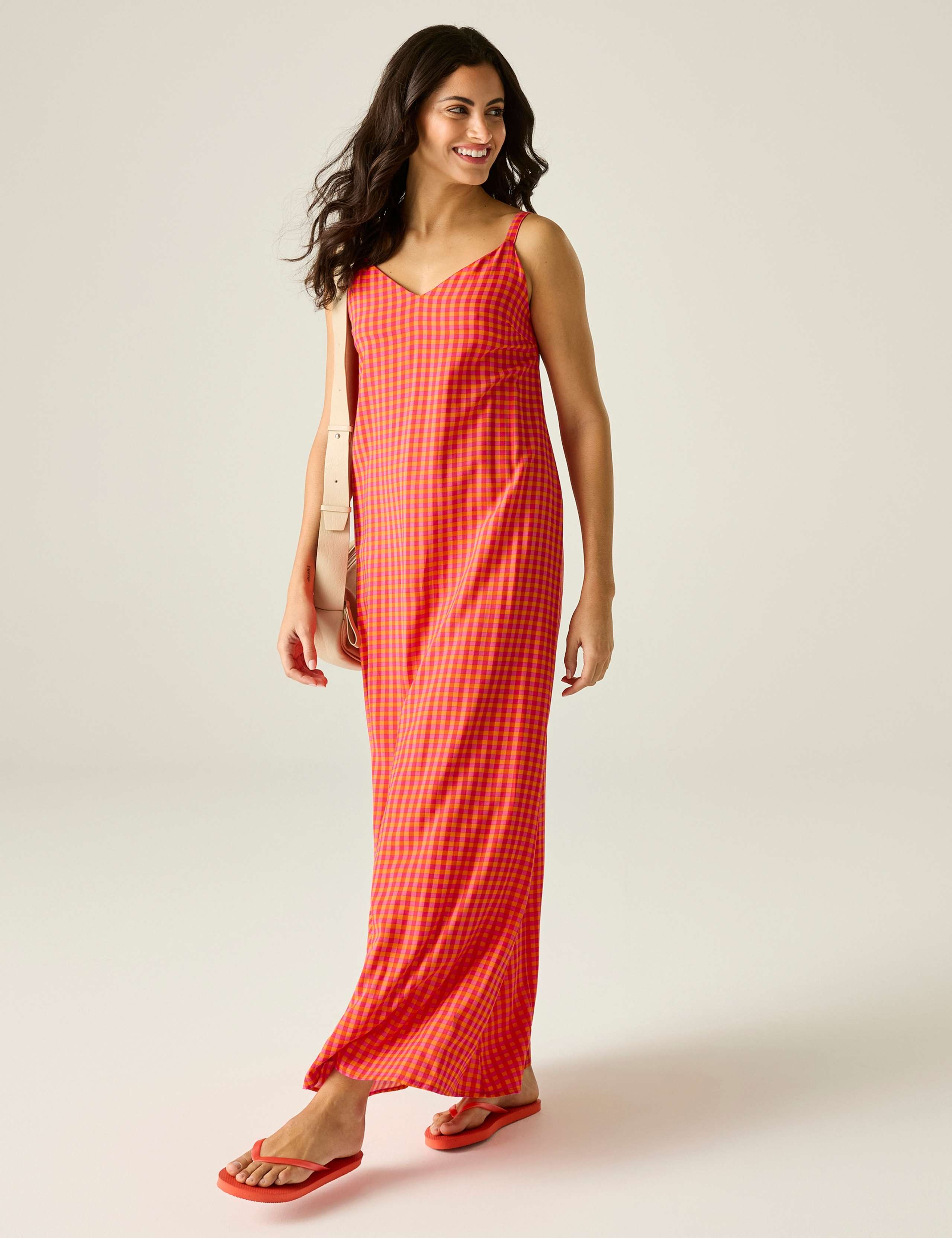 Nadalina Gingham V-Neck Midaxi Slip Dress 3 of 8