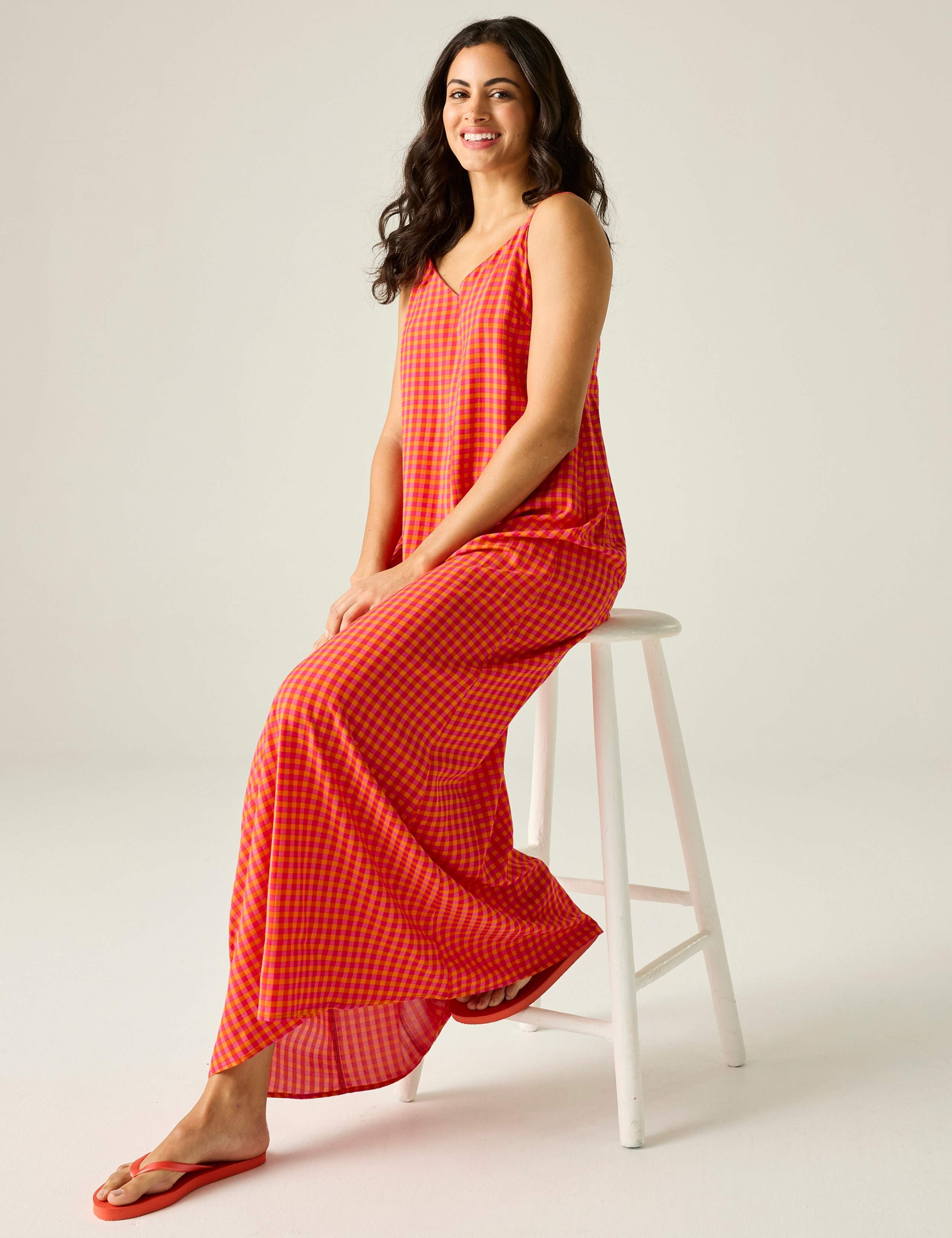 Nadalina Gingham V-Neck Midaxi Slip Dress 5 of 8