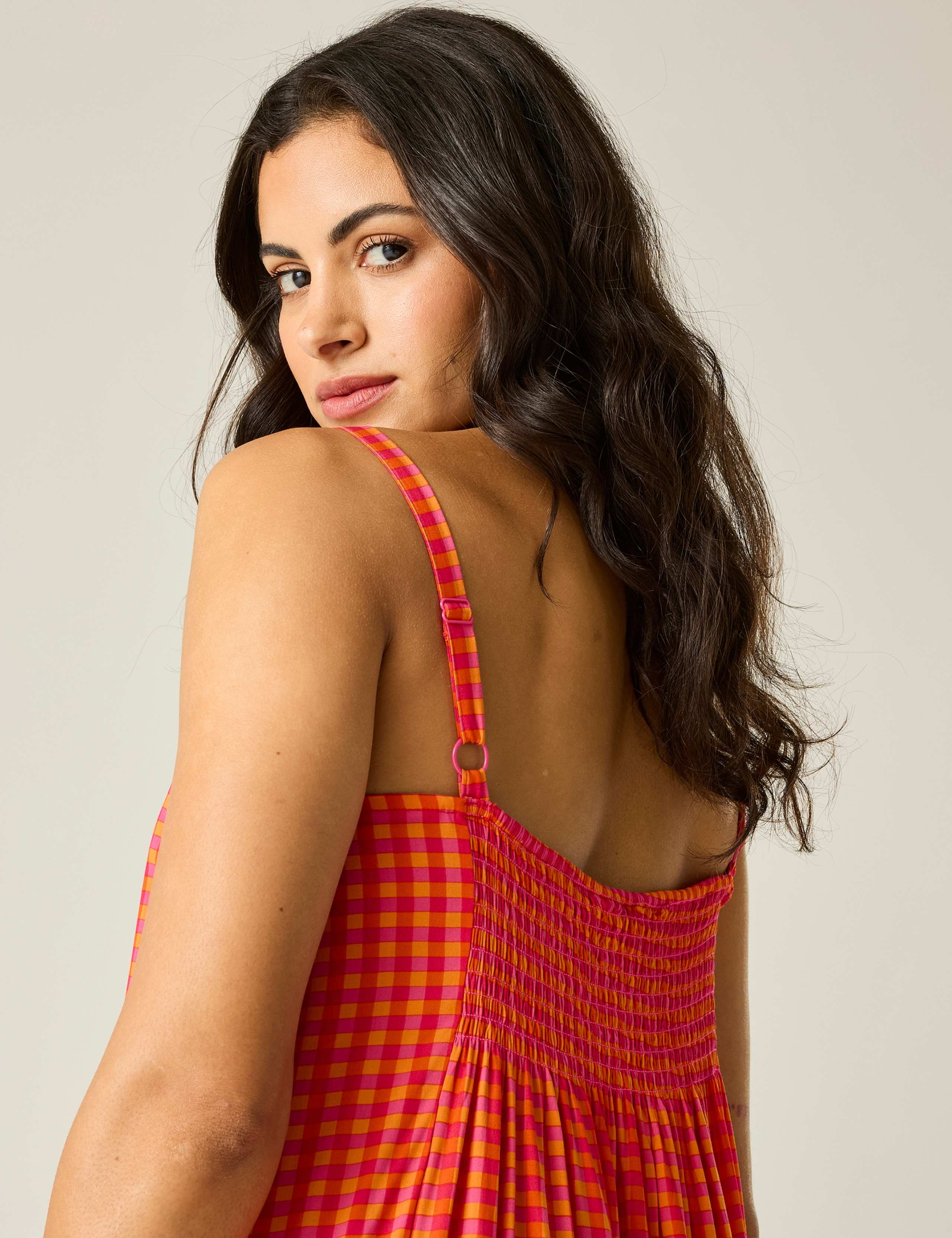 Nadalina Gingham V-Neck Midaxi Slip Dress 6 of 8