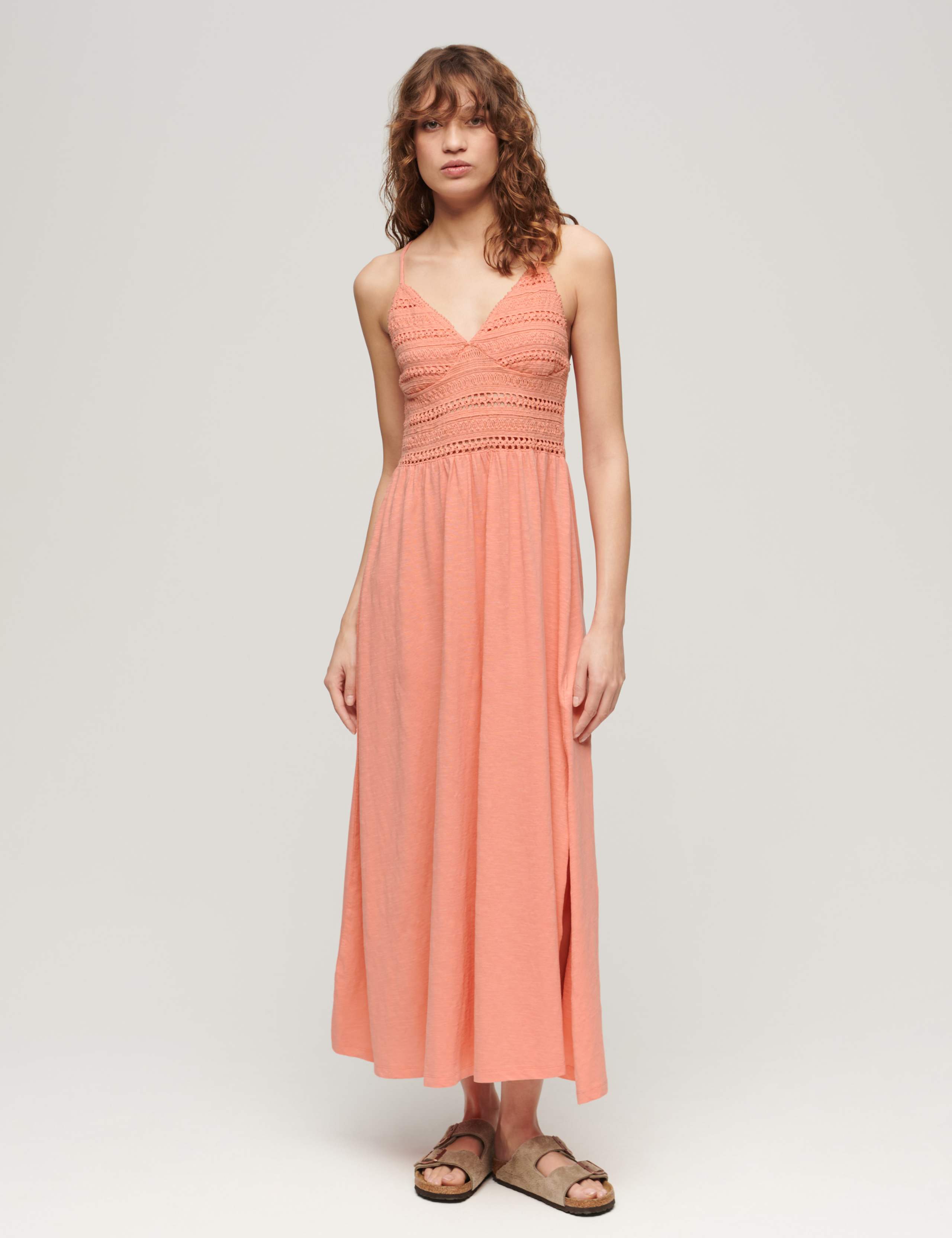 Jersey Lace V-Neck Maxi Waisted Dress 1 of 6