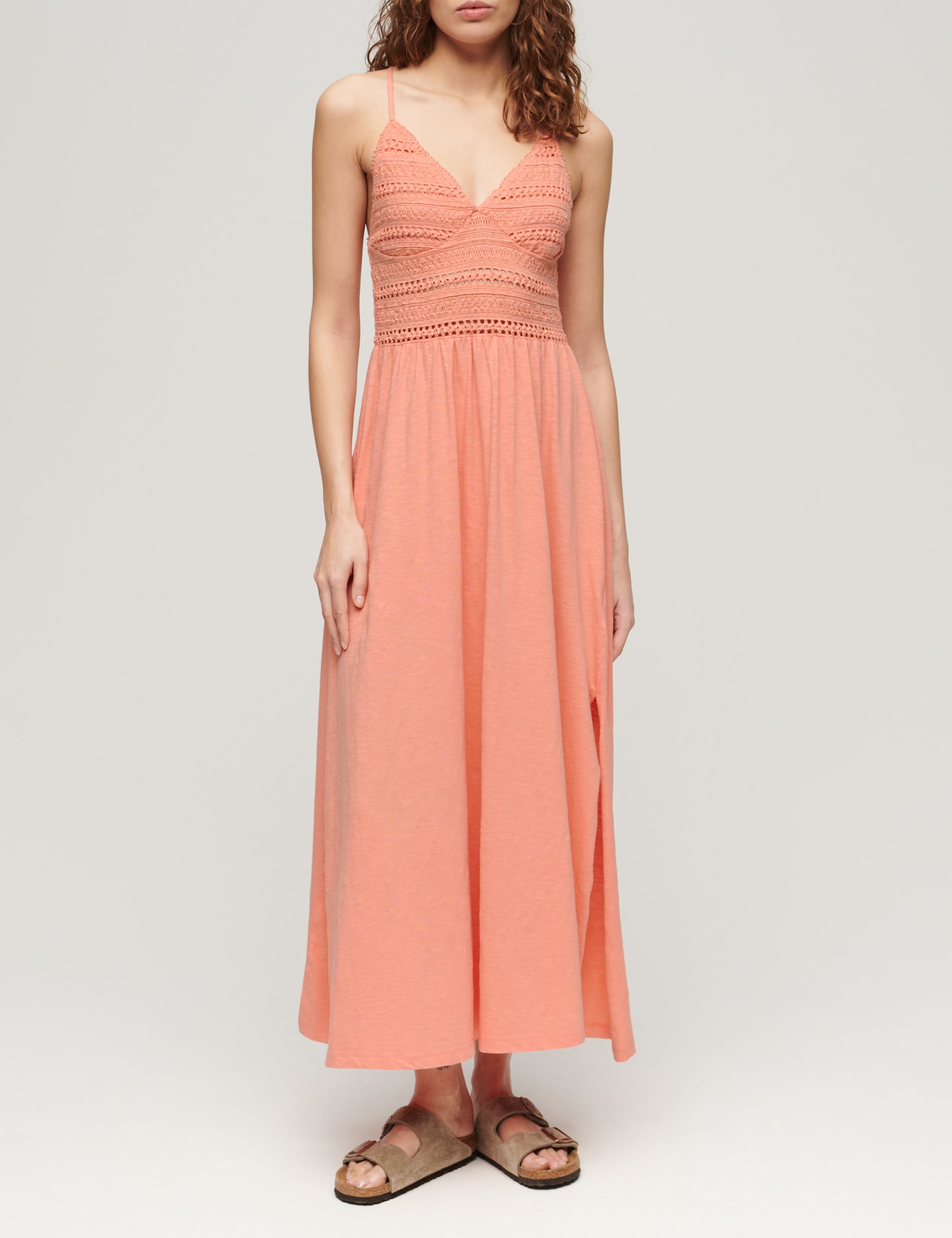 Jersey Lace V-Neck Maxi Waisted Dress 2 of 6