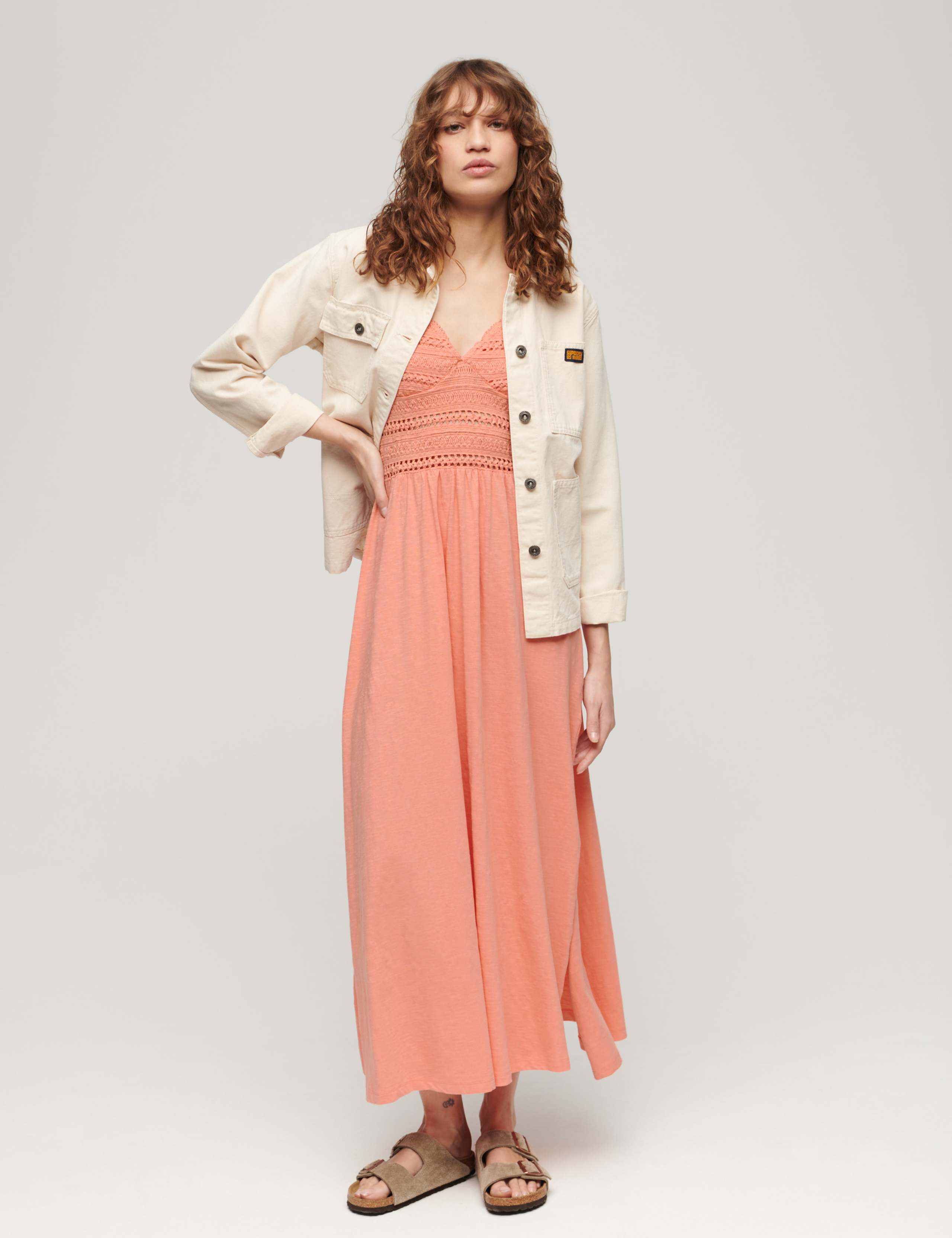 Jersey Lace V-Neck Maxi Waisted Dress 4 of 6