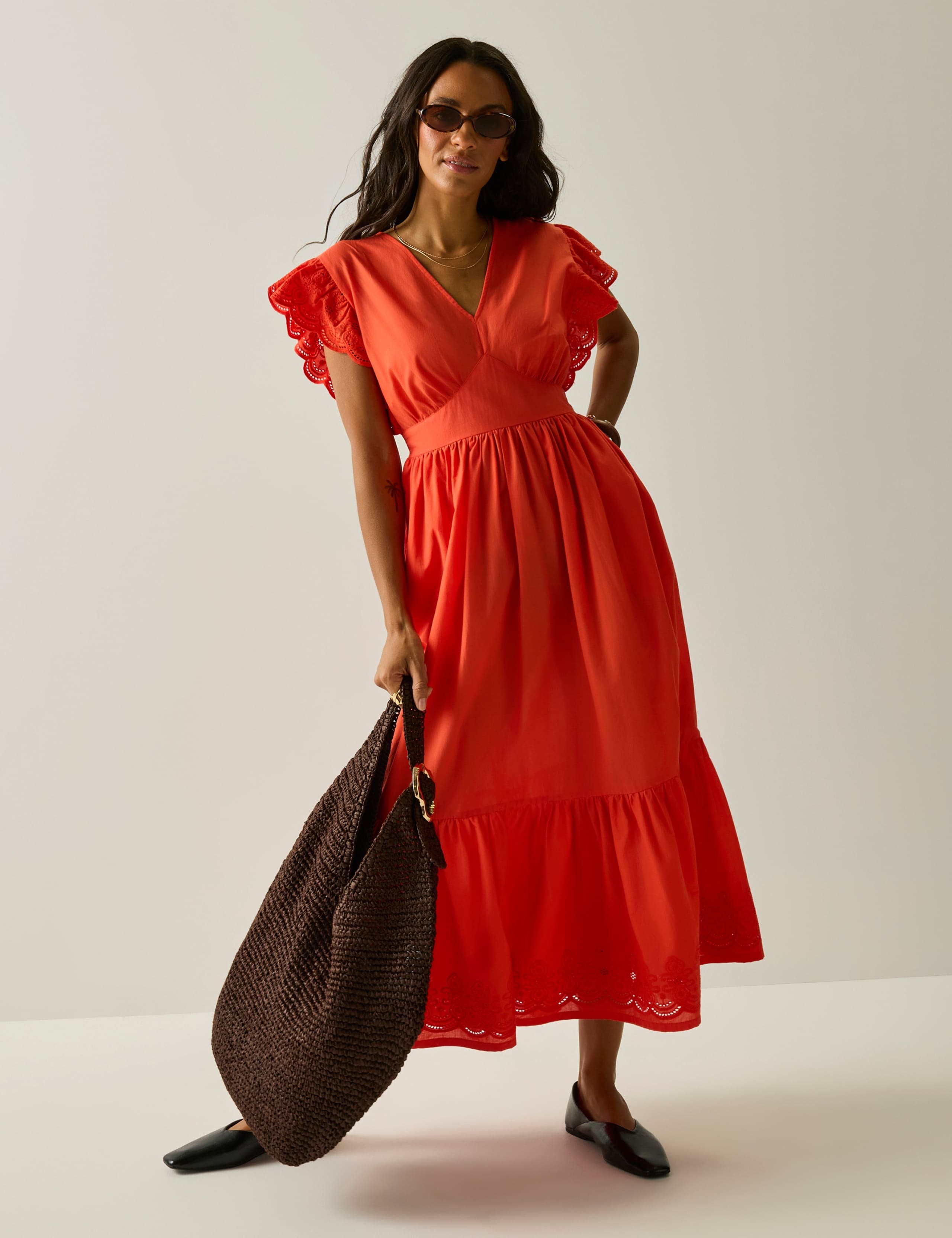 Ruffle Sleeve Midi Tiered Dress 6 of 8