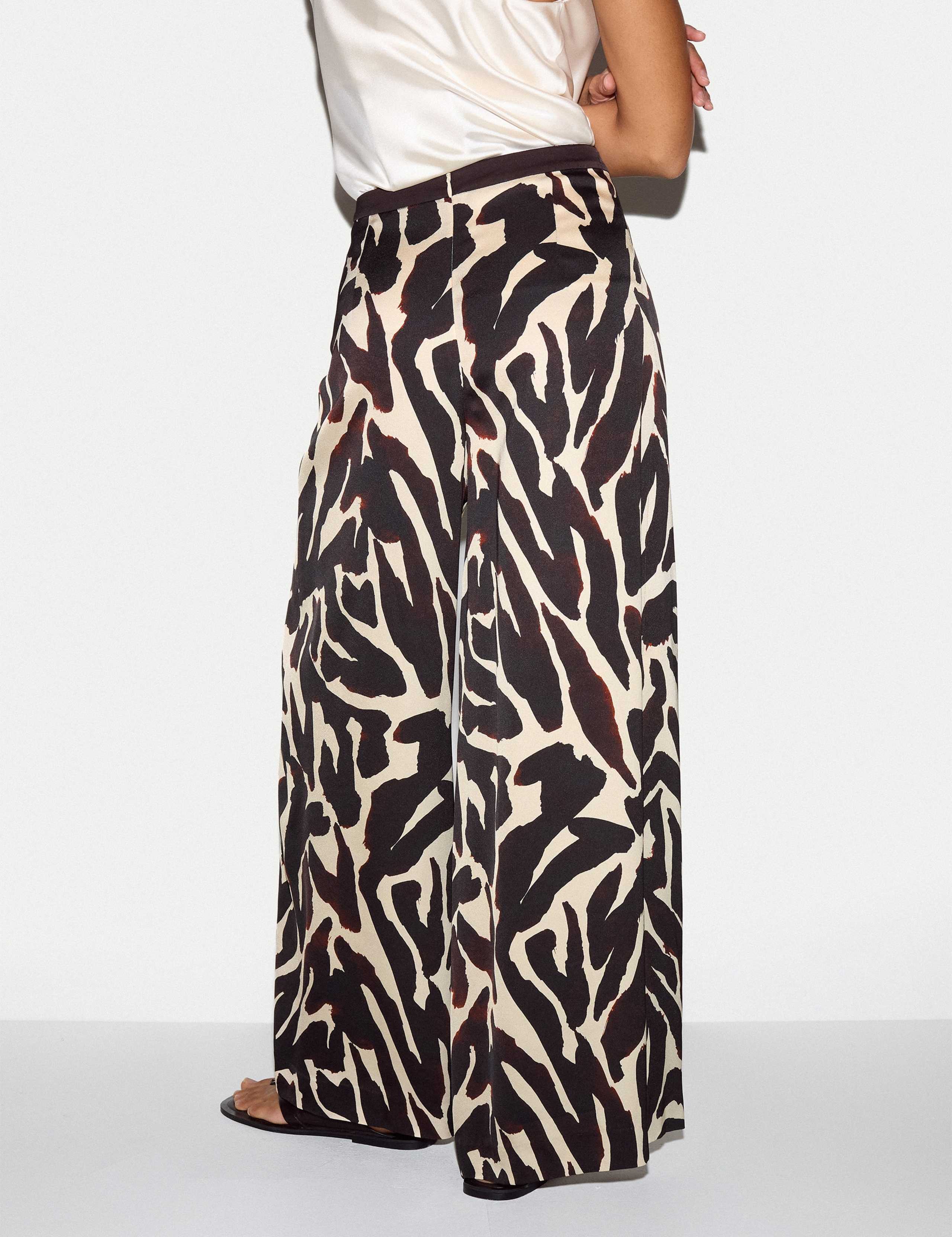 Satin Zebra Print Wrap Wide Leg Trousers 5 of 5