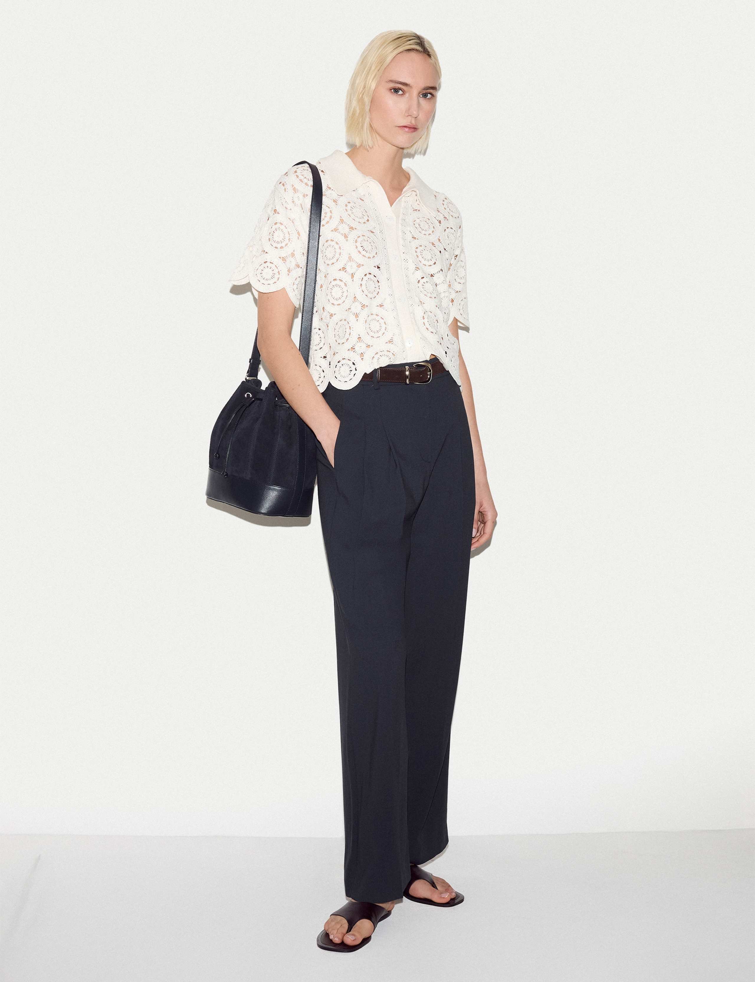 Leather Drawstring Bucket Bag 4 of 6