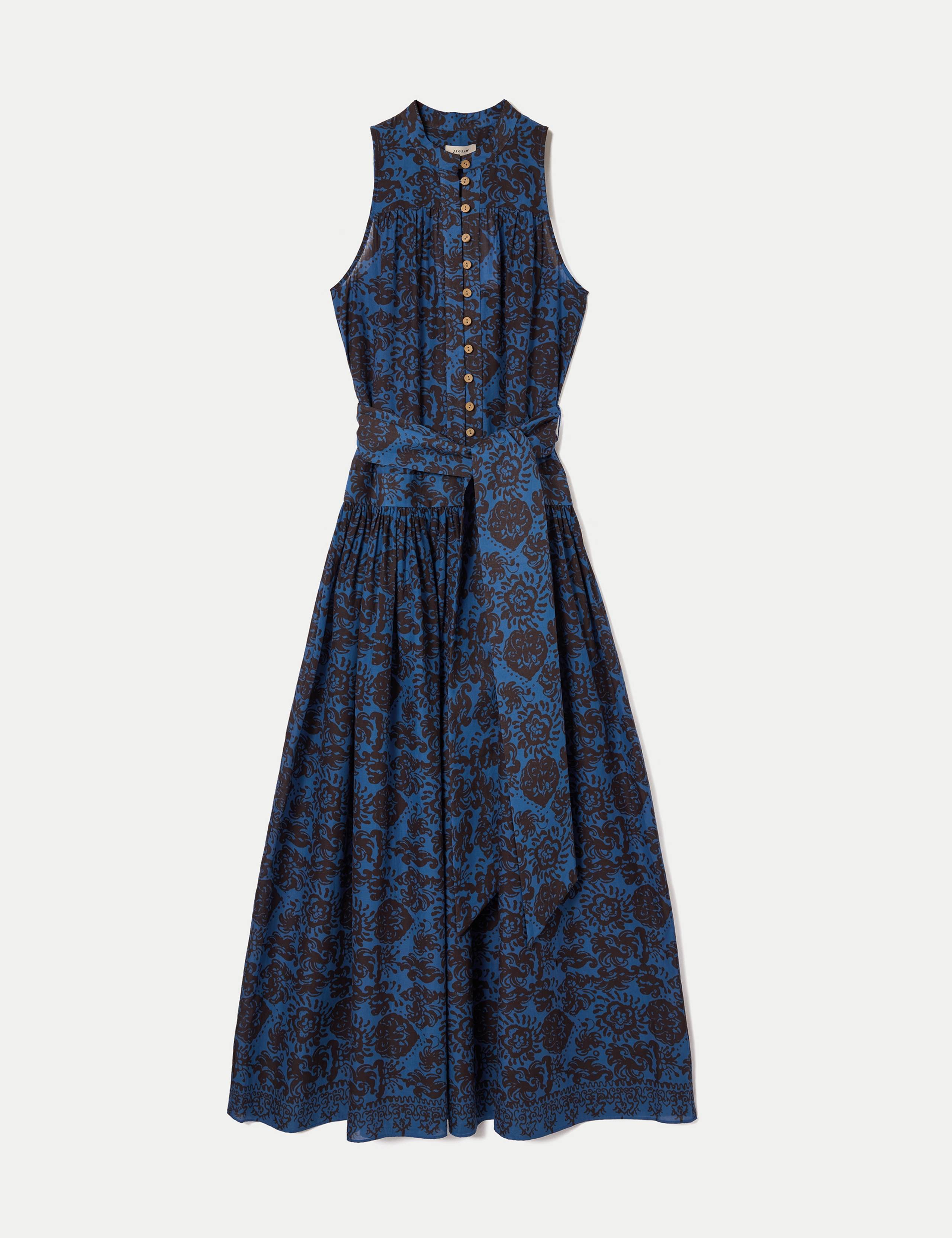 Pure Cotton Floral Notch Neck Midaxi Dress 2 of 5
