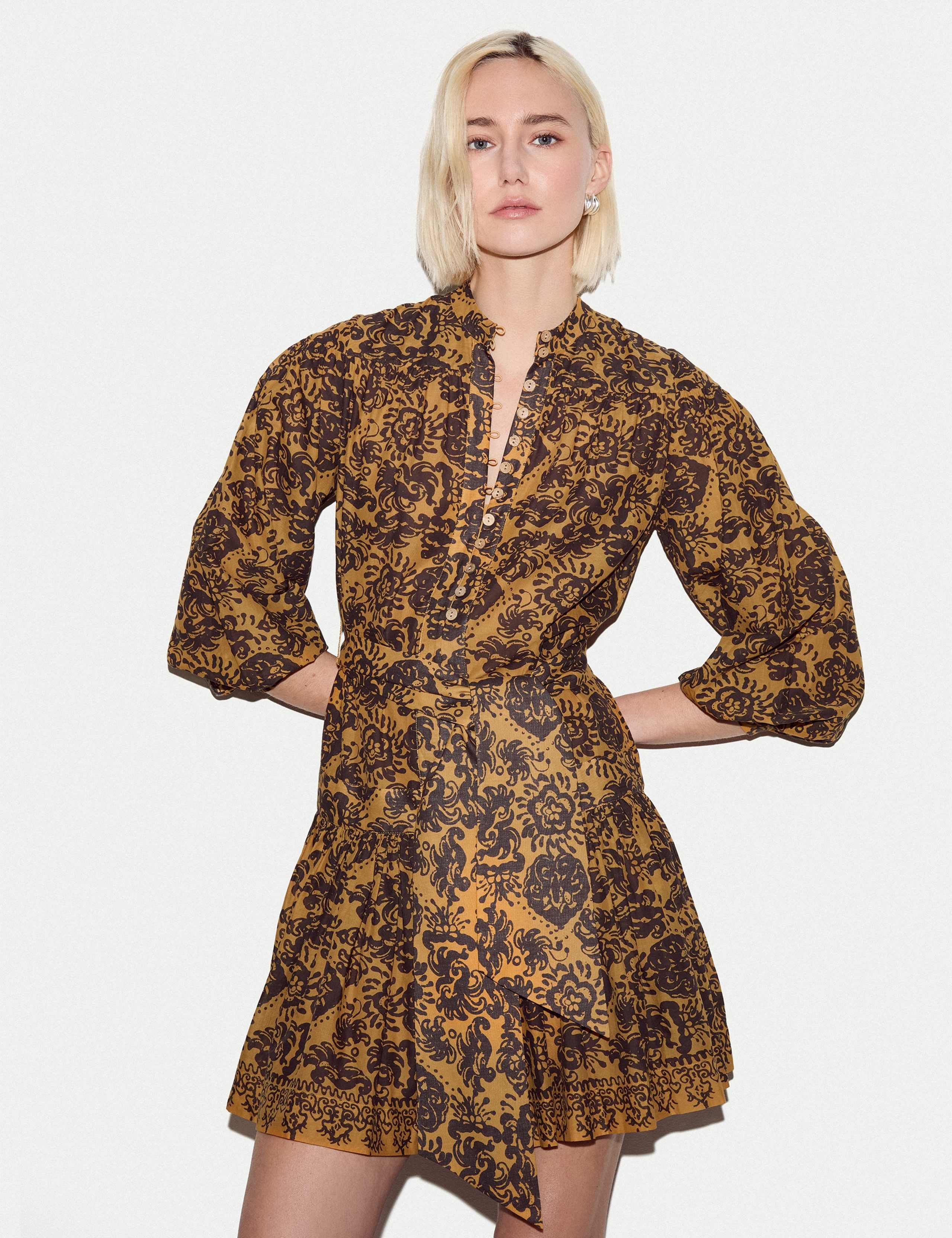 Pure Cotton Floral Notch Neck Mini Tea Dress 4 of 5