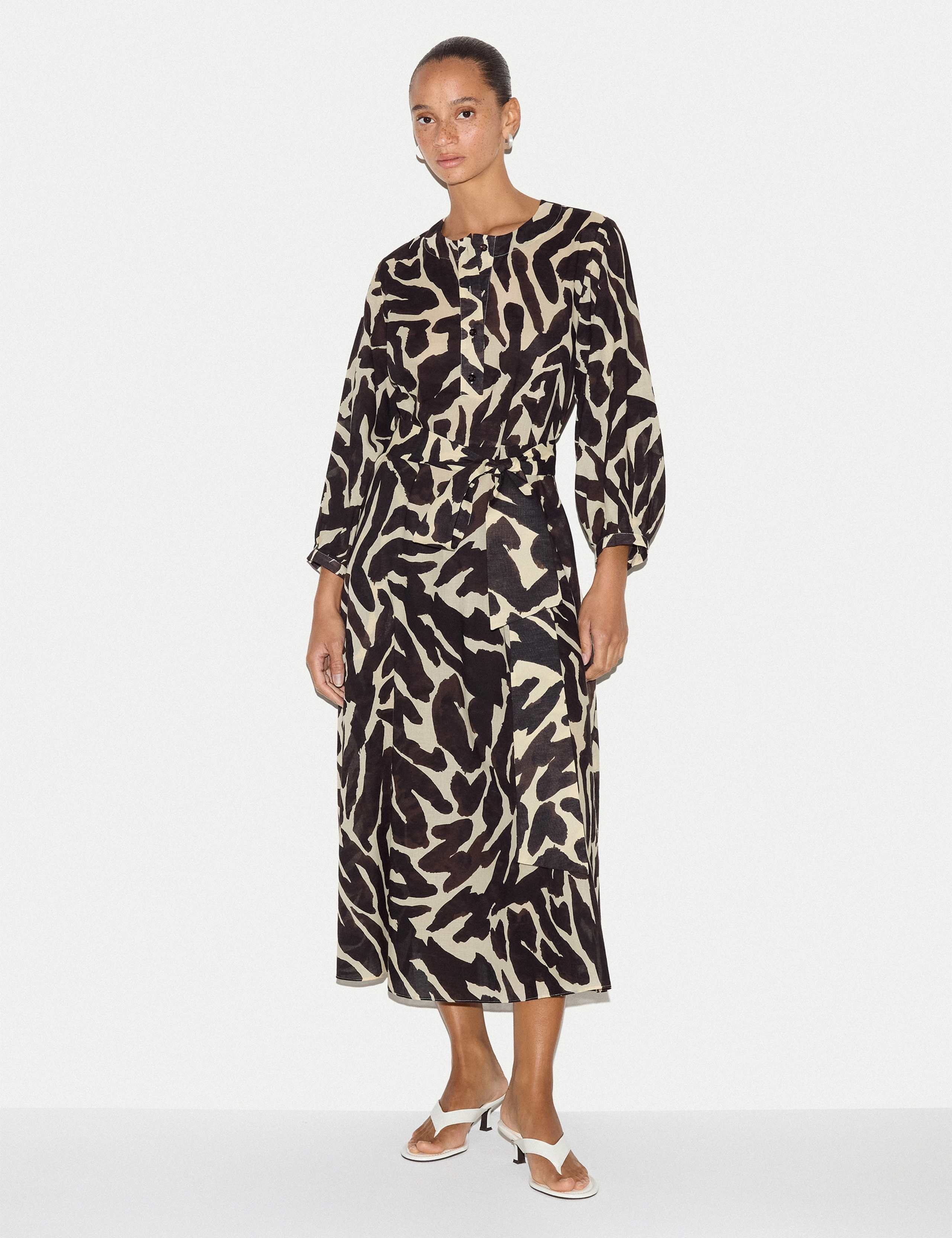 Pure Cotton Animal Print Midi Tea Dress 1 of 6