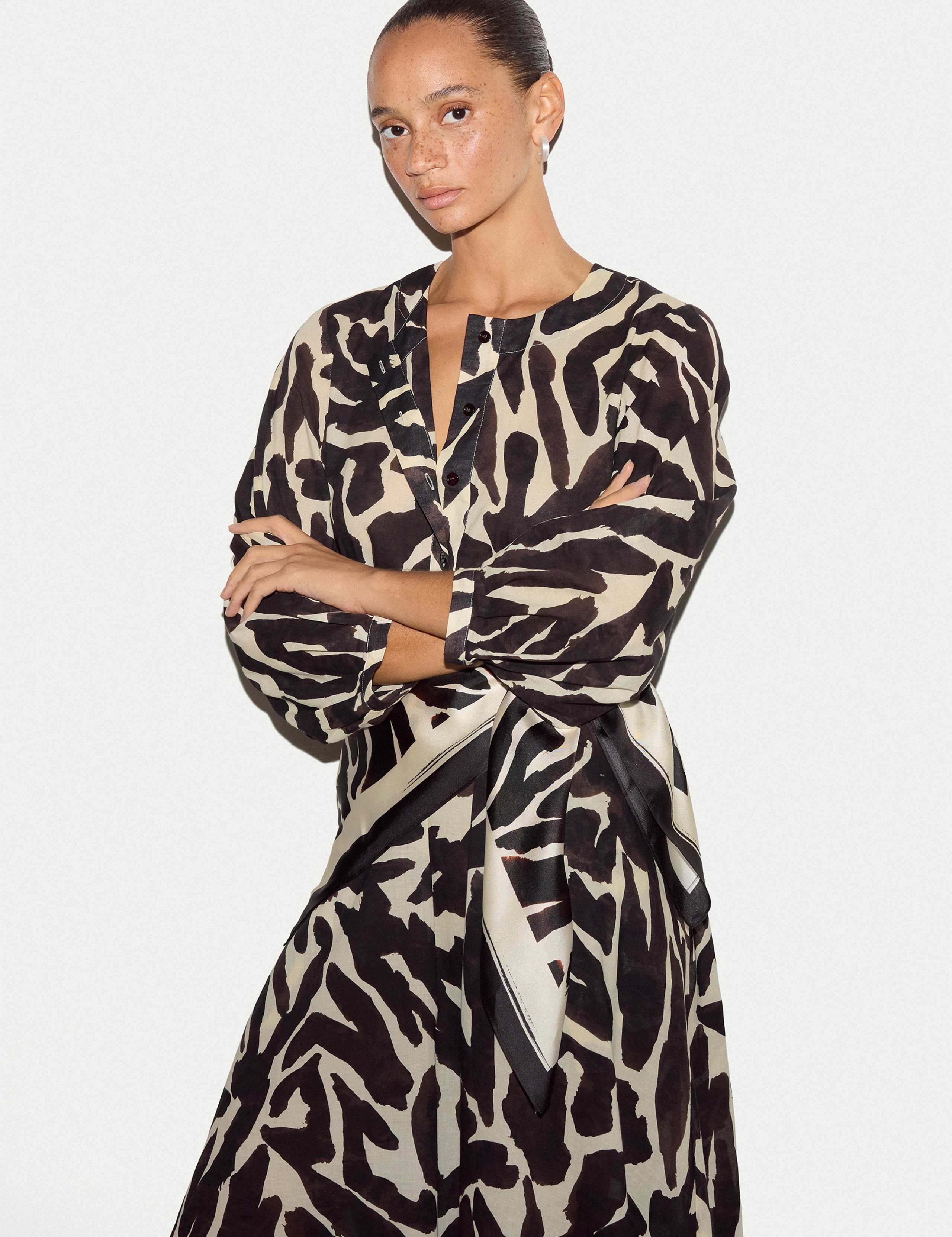 Pure Cotton Animal Print Midi Tea Dress 2 of 6