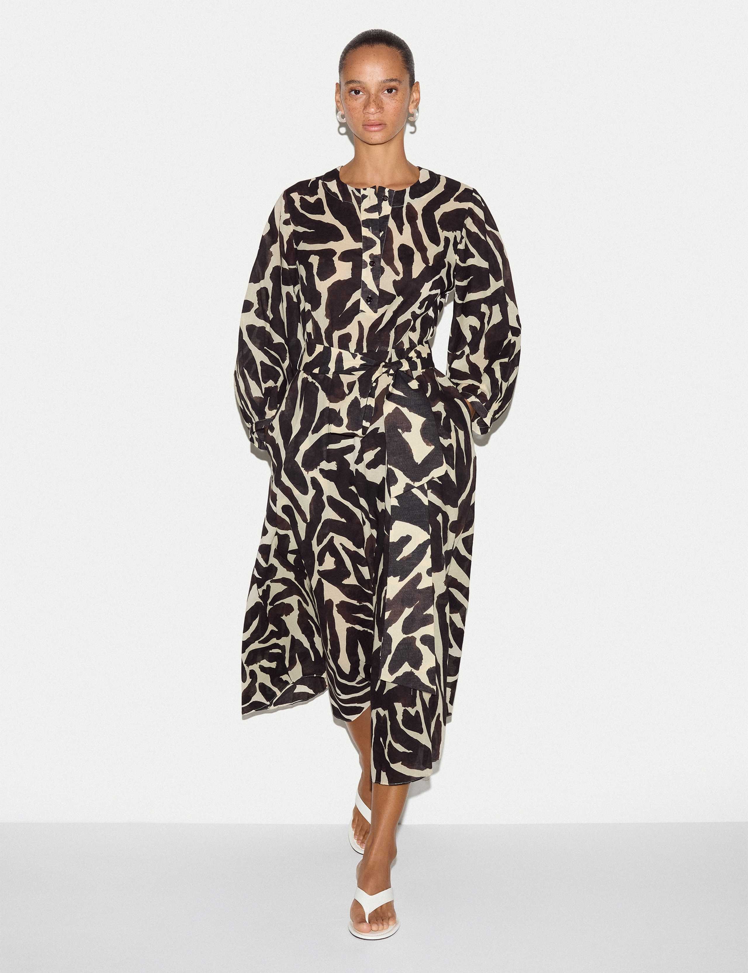 Pure Cotton Animal Print Midi Tea Dress 4 of 6