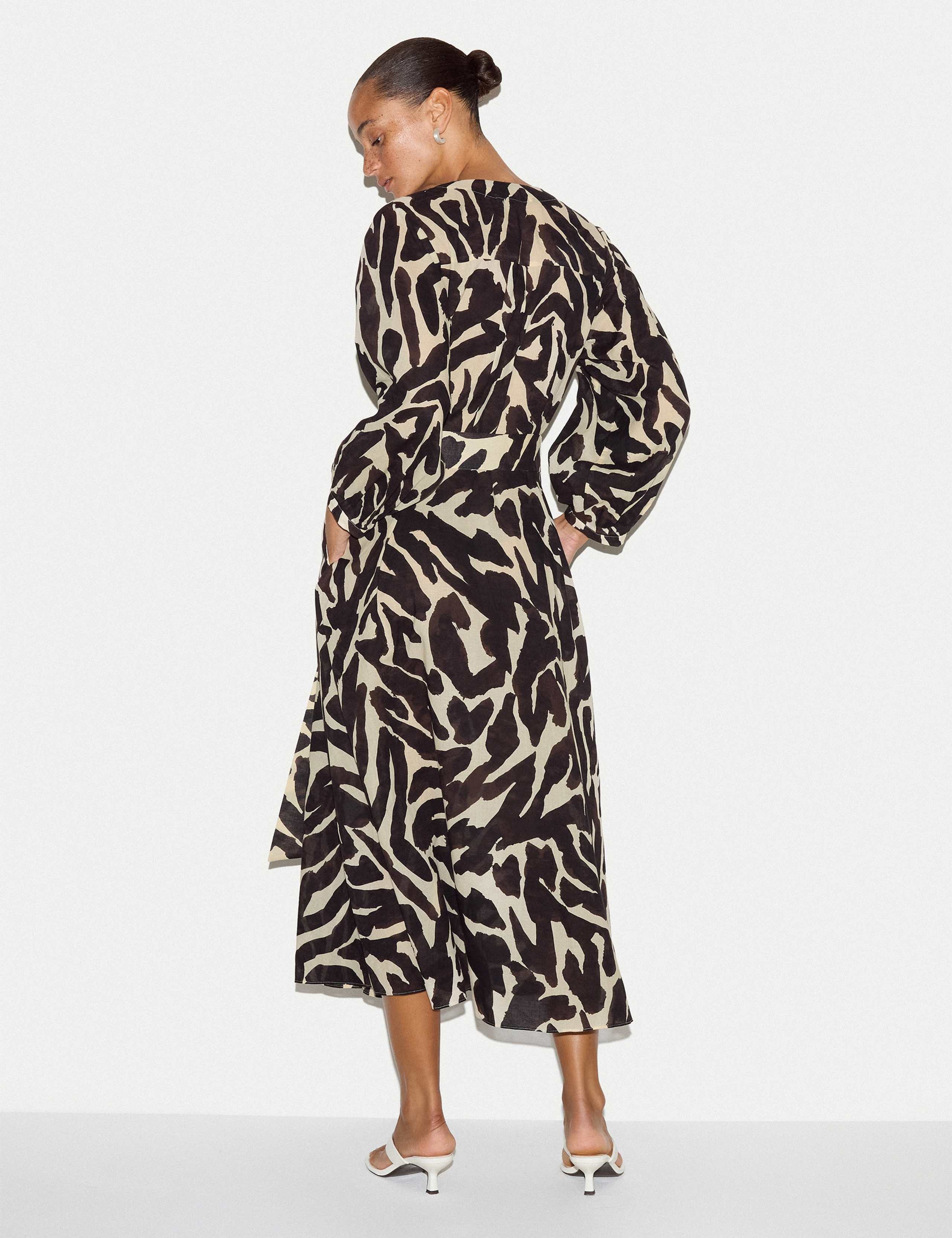 Pure Cotton Animal Print Midi Tea Dress 6 of 6