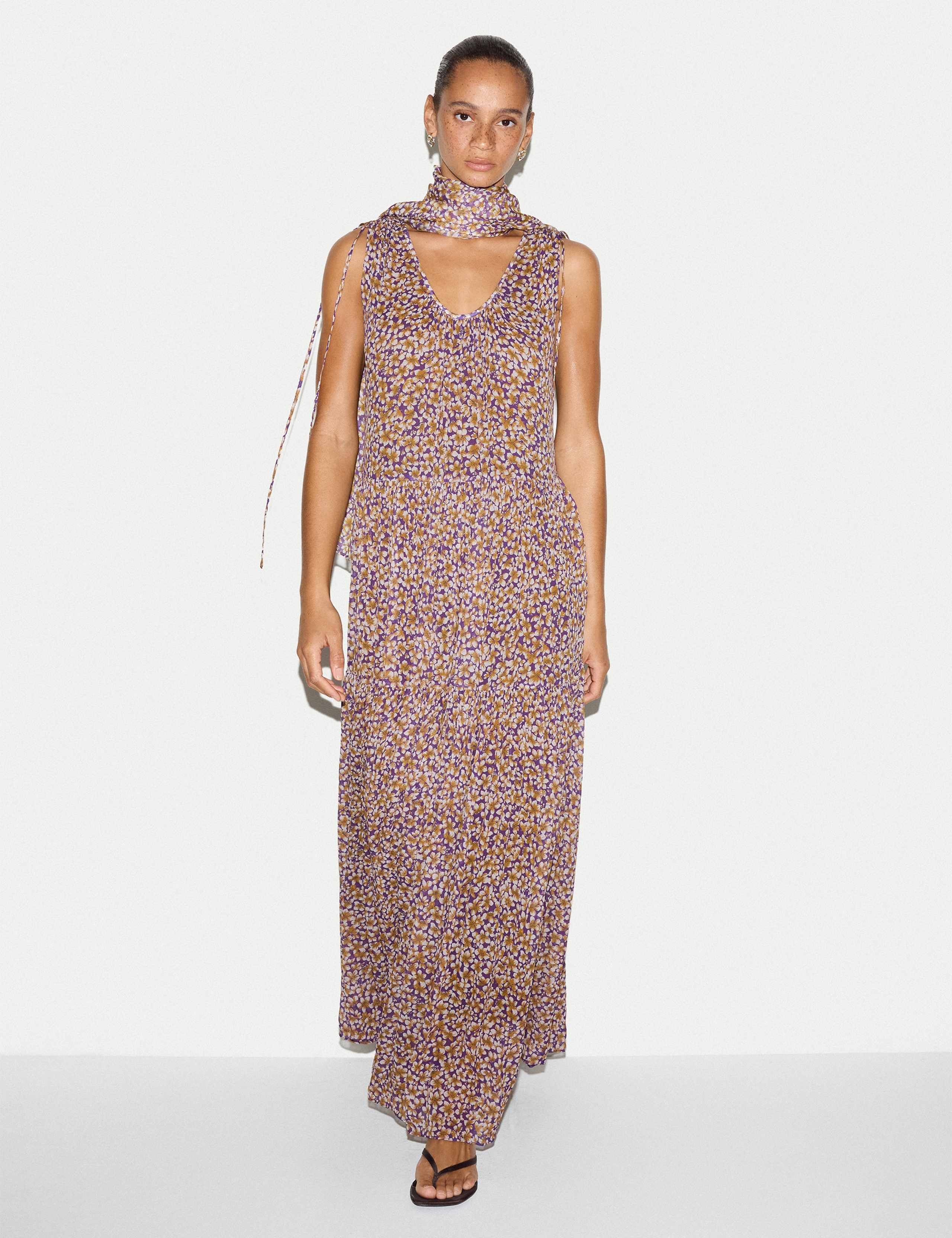 Floral Scoop Neck Maxi Tiered Dress 1 of 6