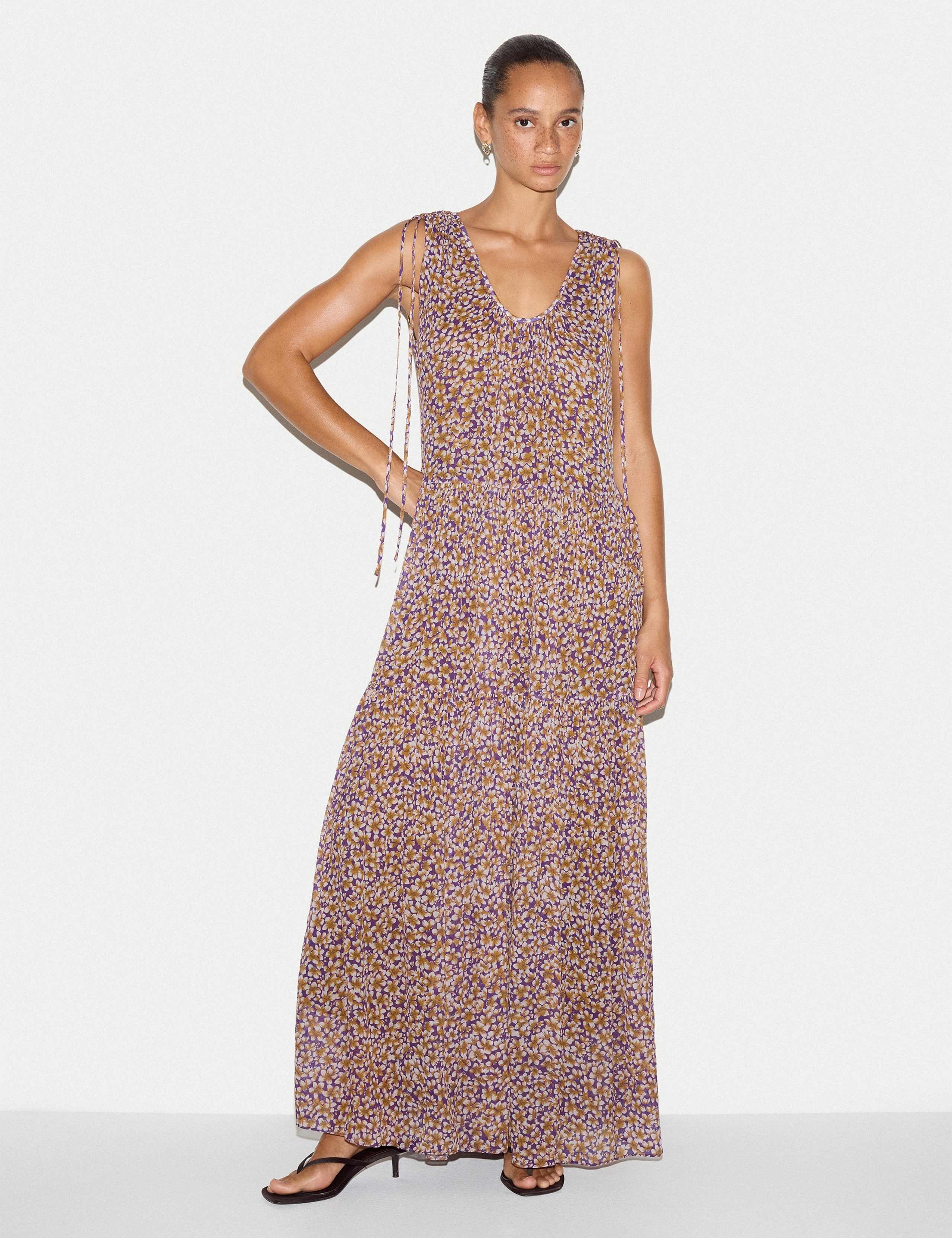 Floral Scoop Neck Maxi Tiered Dress 3 of 6