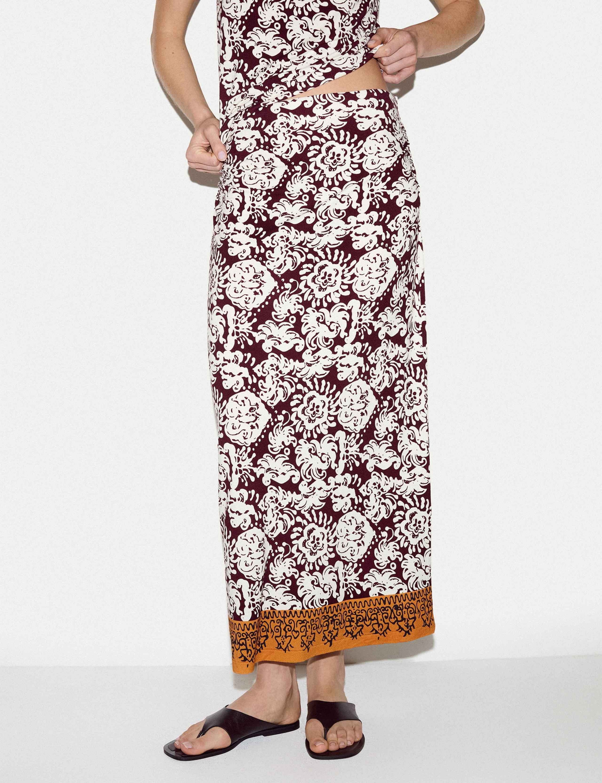 Jersey Floral Maxi A-Line Skirt 1 of 5
