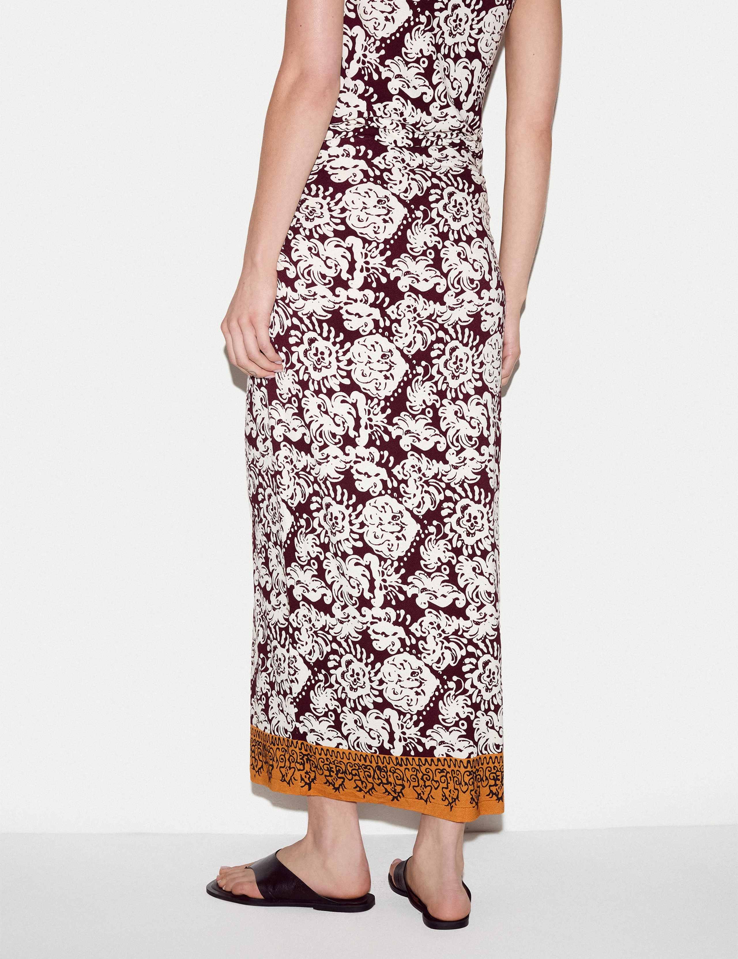 Jersey Floral Maxi A-Line Skirt 3 of 5